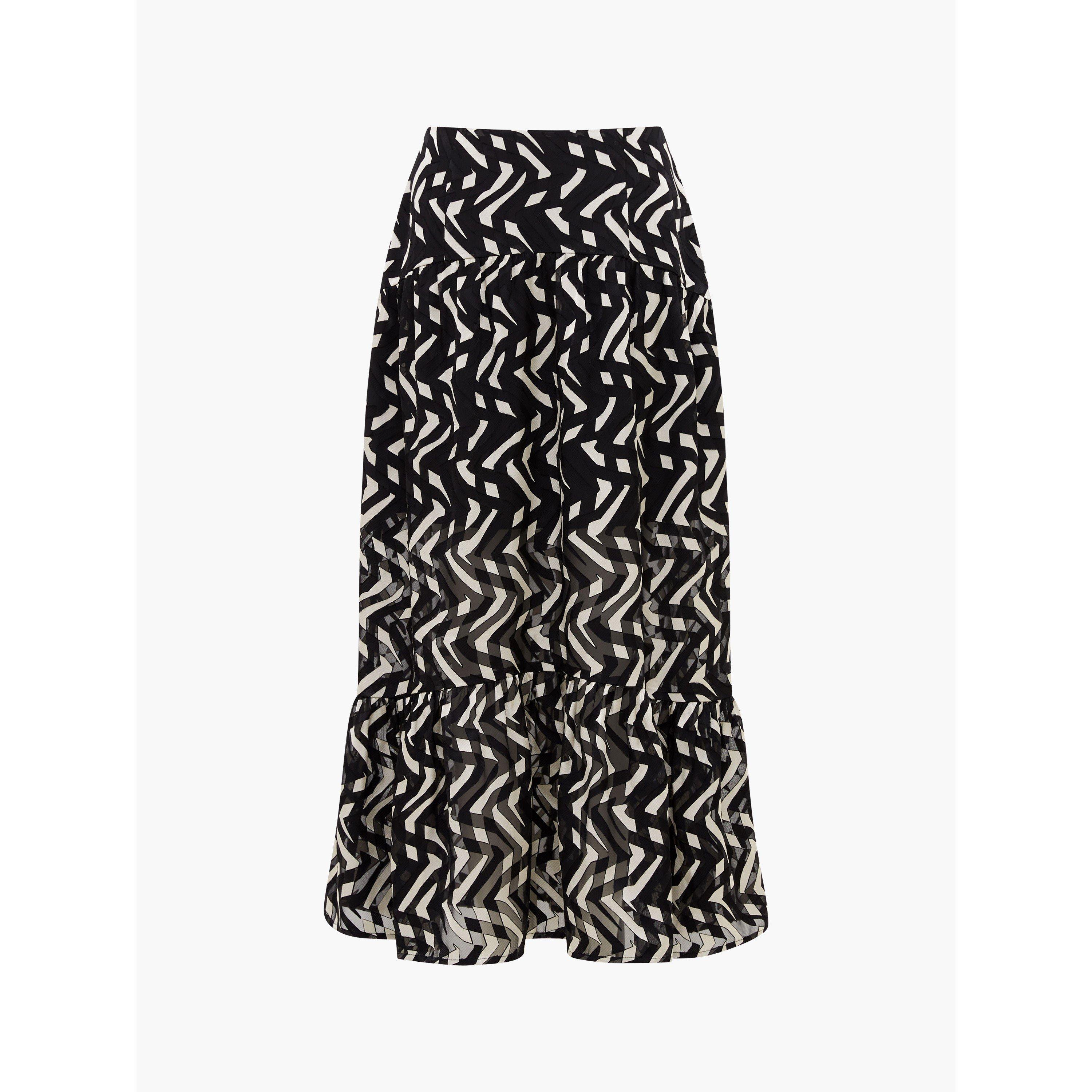 French Connection Women's Diandra Maxi Skirt - Black-Cream - 12 (M)