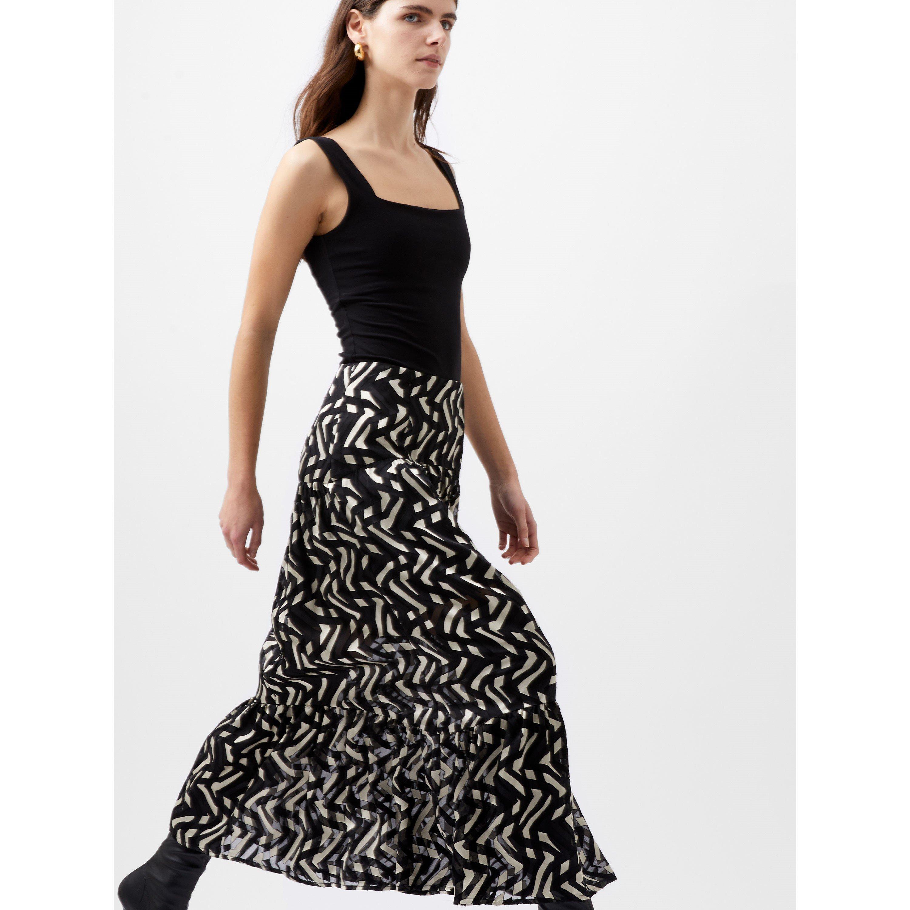 Black-Cream - French Connection - Women's Diandra Maxi Skirt - 3