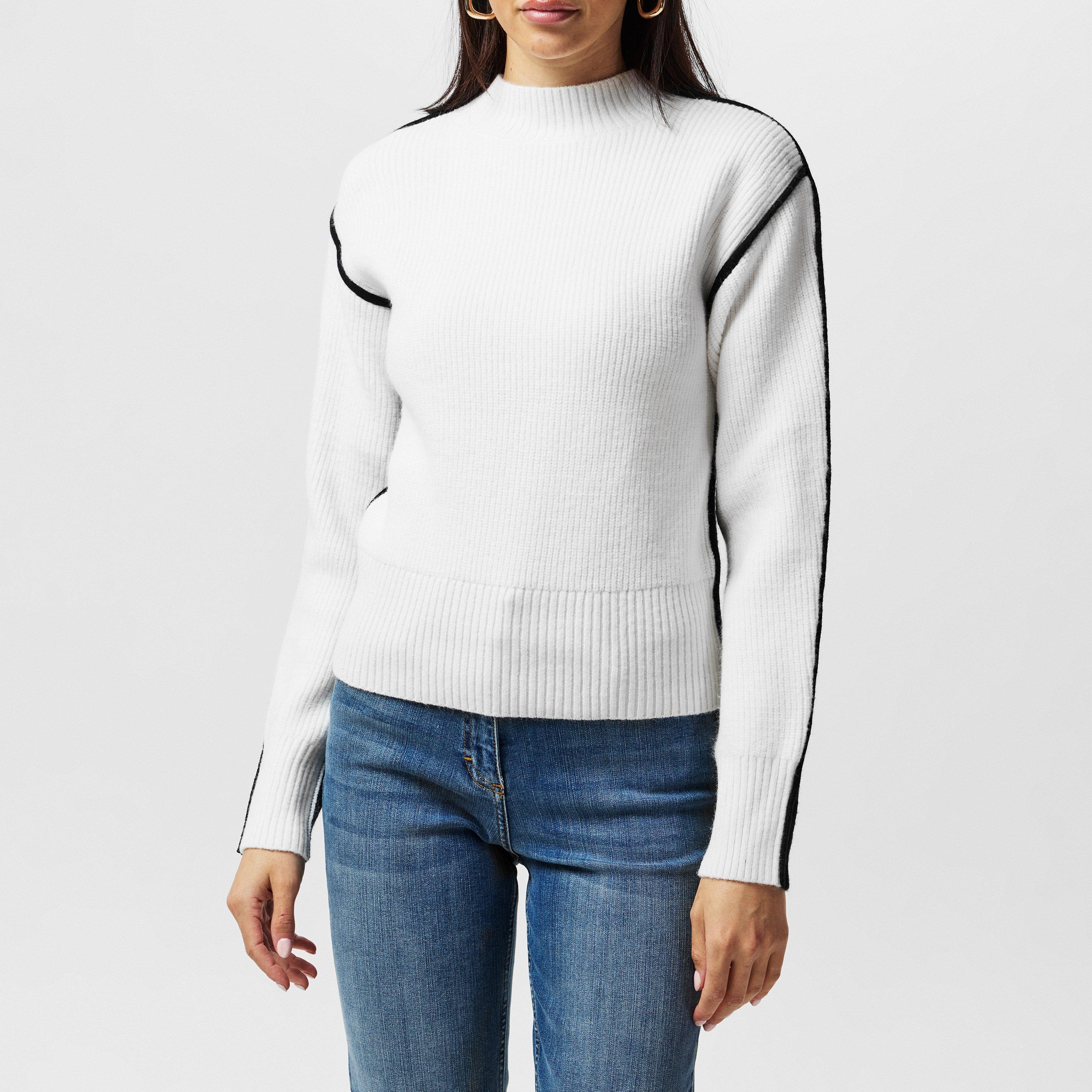 Blackout-White - French Connection - Women's Crew Neck Jumper - 1
