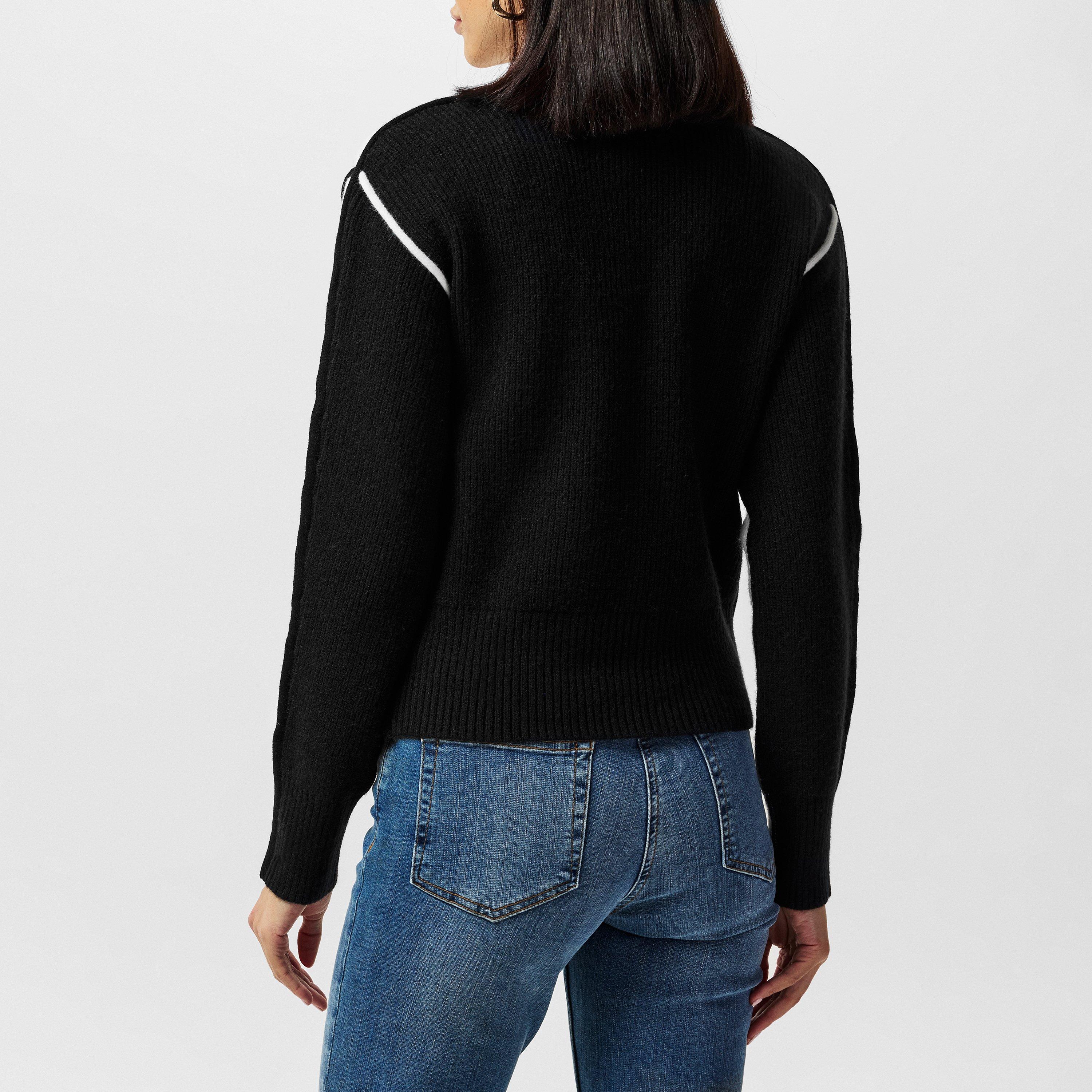 Blackout-White - French Connection - Women's Crew Neck Jumper - 3