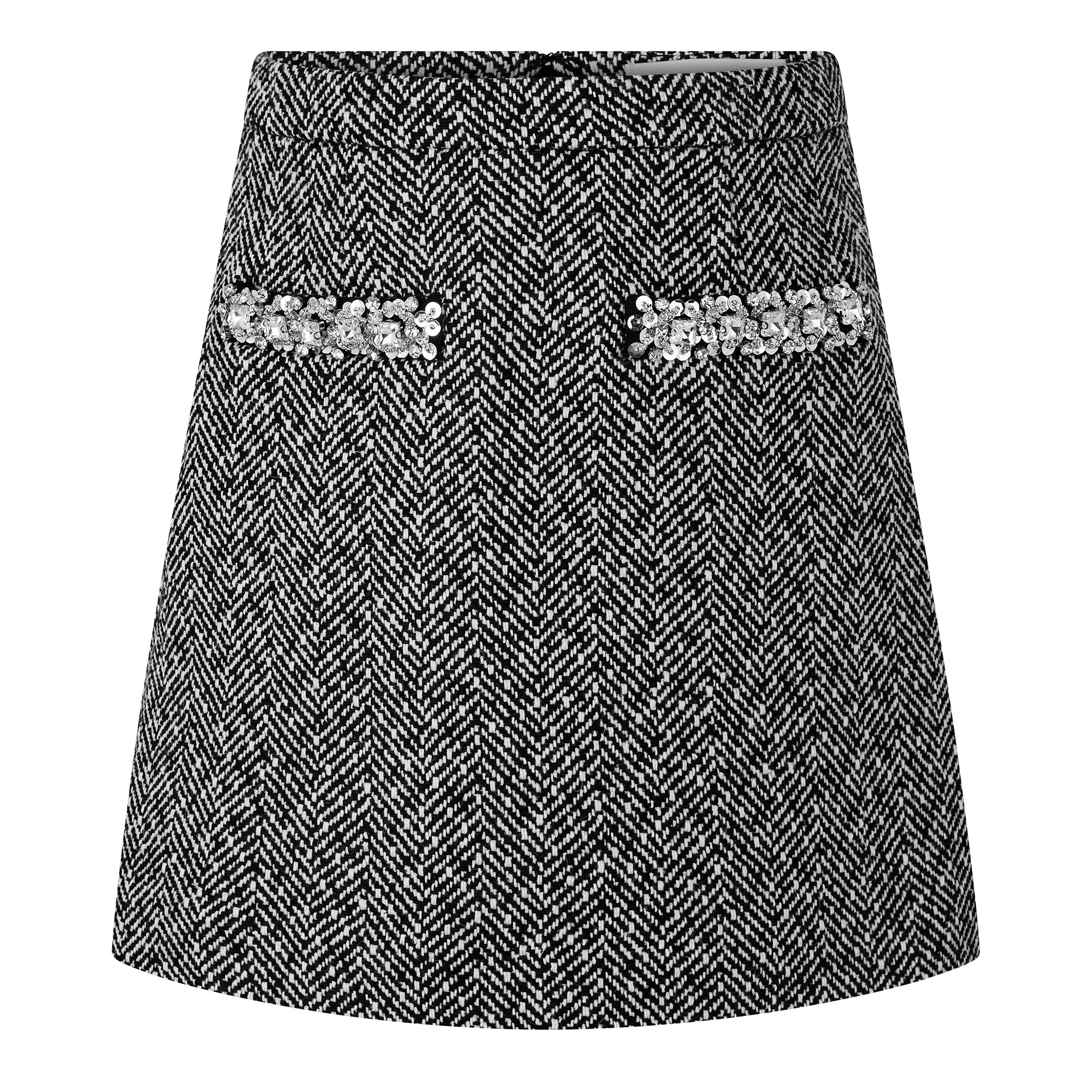 Black - Self Portrait - Women's Herringbone Mini Skirt - 5