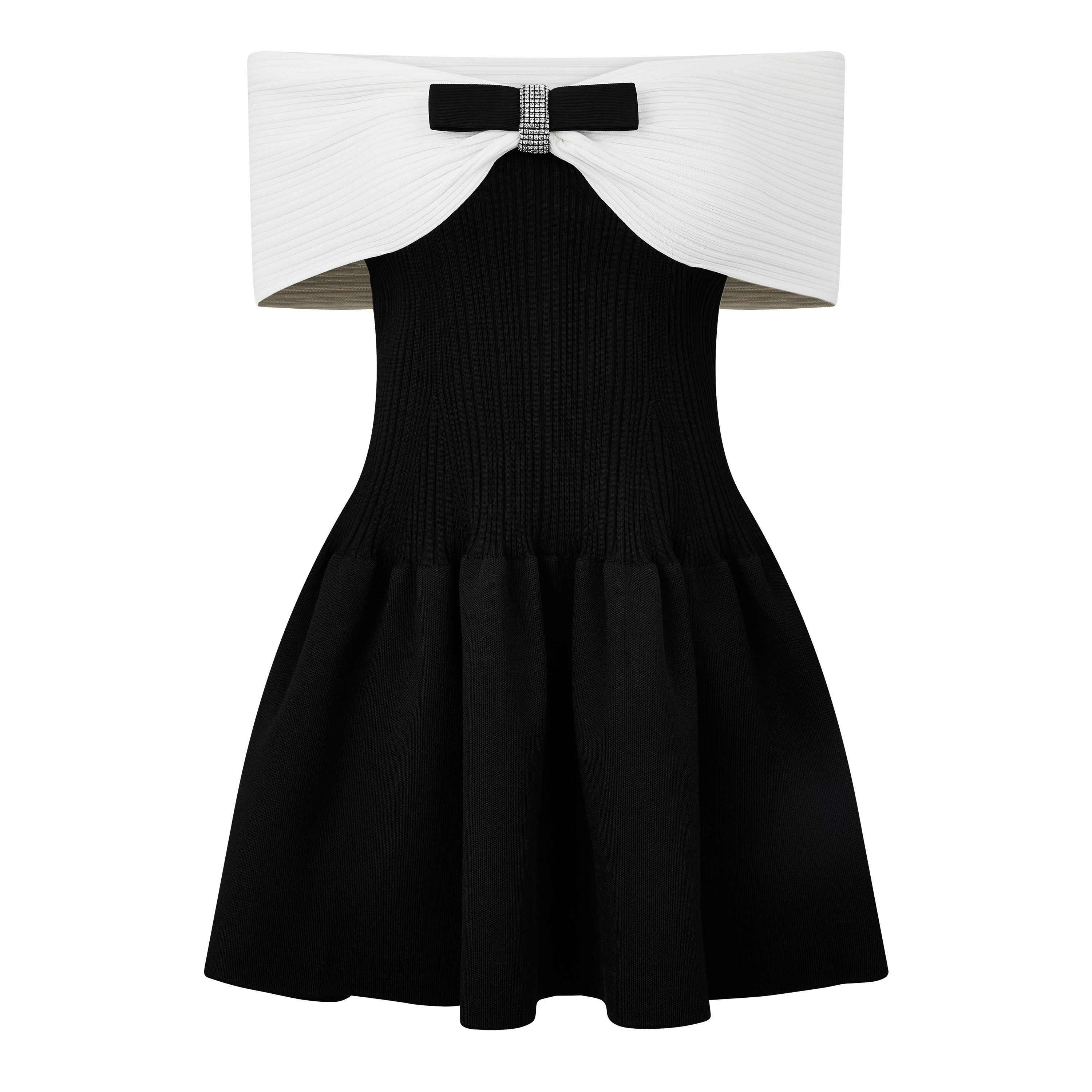 Black - Self Portrait - Knit Bow Mini Dress - 5
