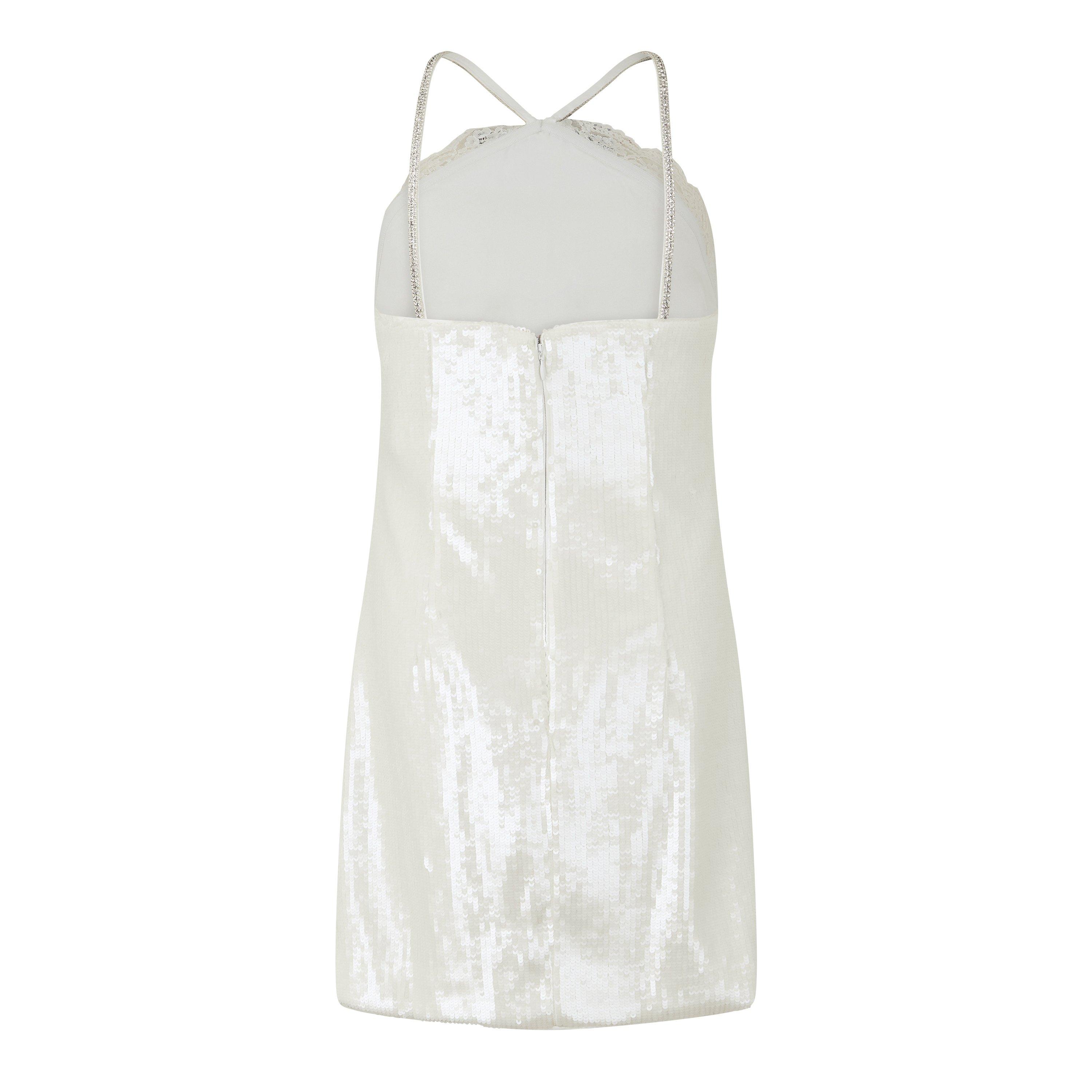 Cream - Self Portrait - Women's Sequin Halter Mini Dress - 6