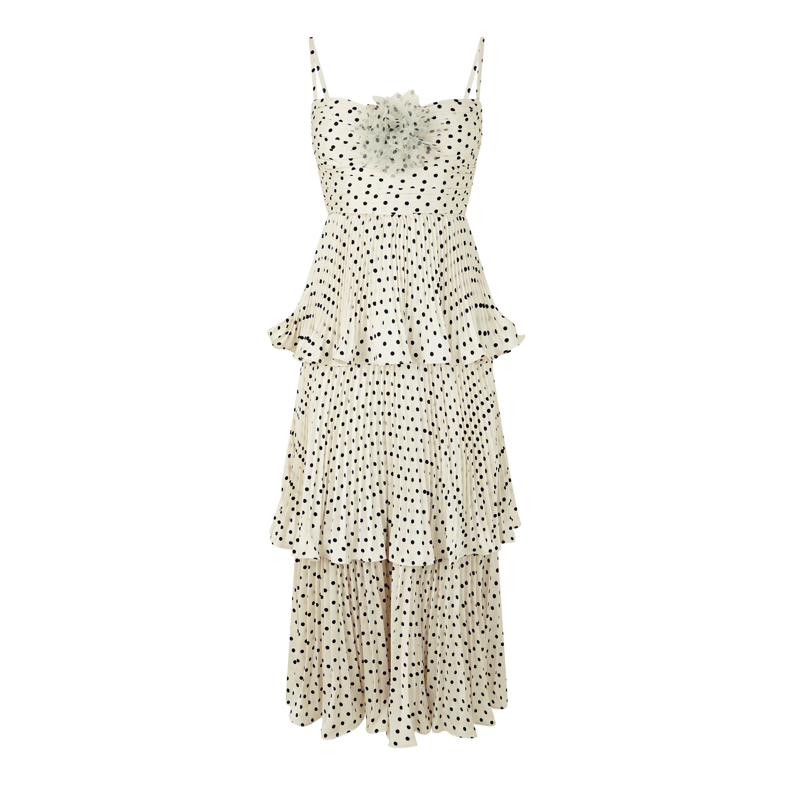 Cream - Self Portrait - Women's Polka Dot Tiered Maxi Dress - 5