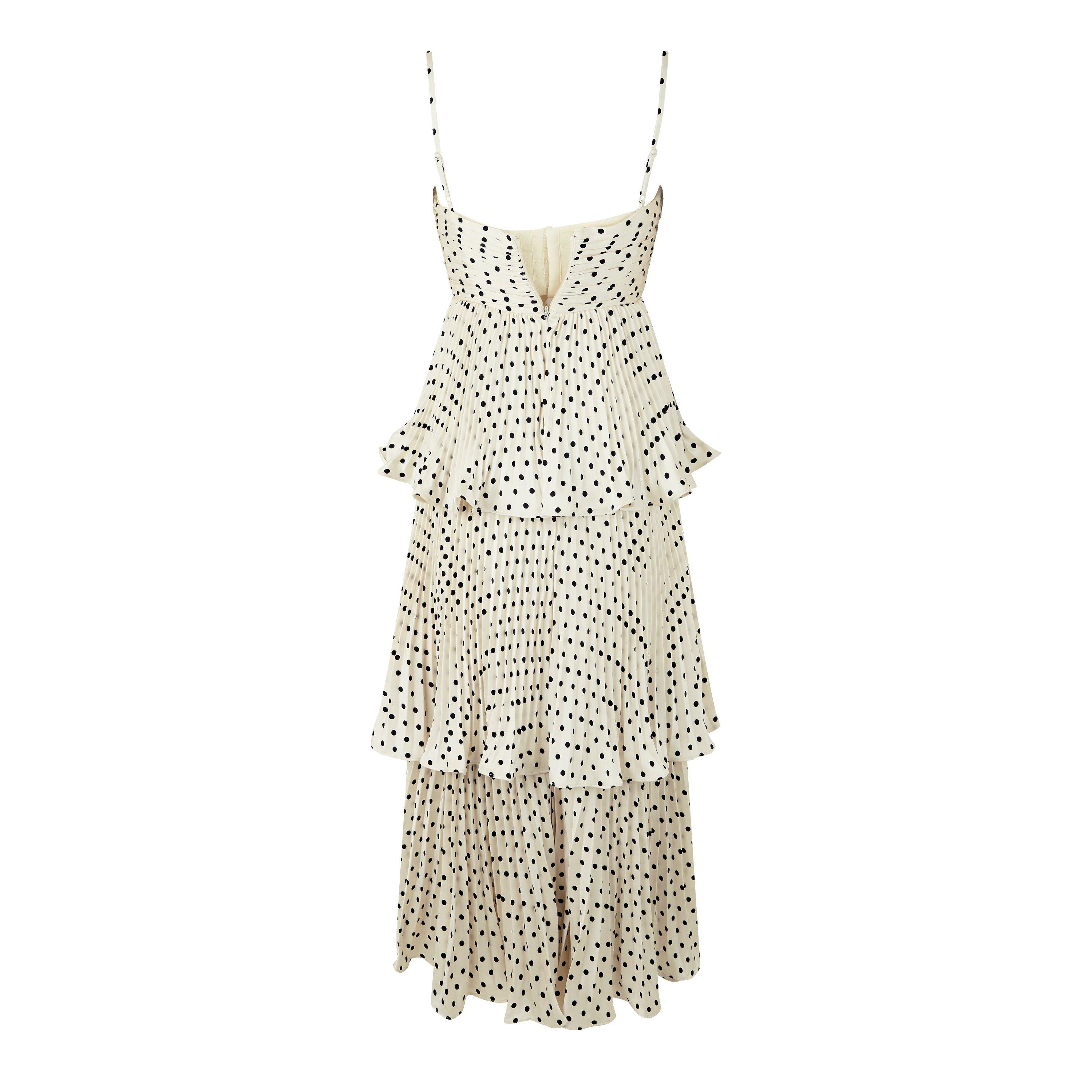Cream - Self Portrait - Women's Polka Dot Tiered Maxi Dress - 6