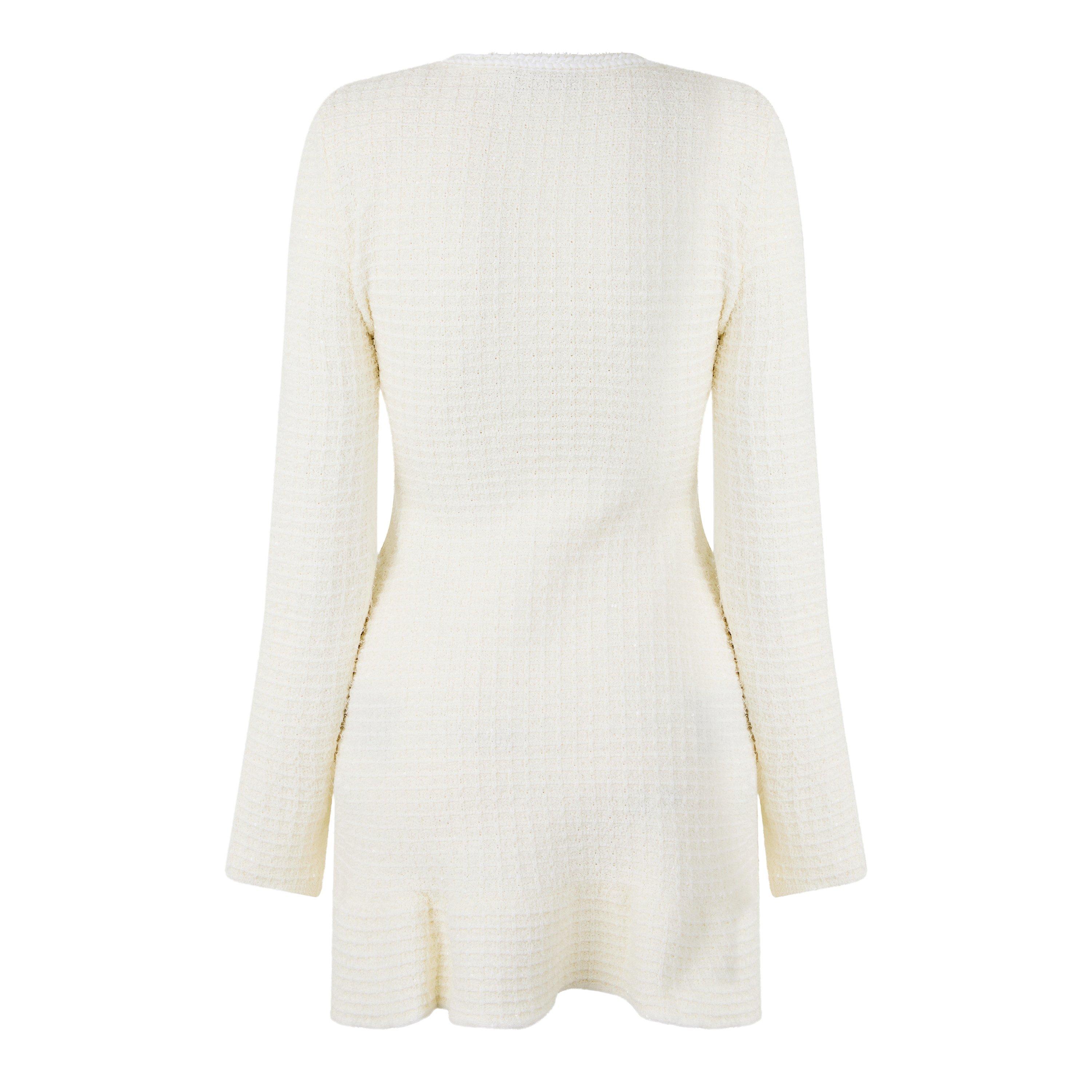 Cream - Self Portrait - Women's Button Knitted Mini Dress - 6