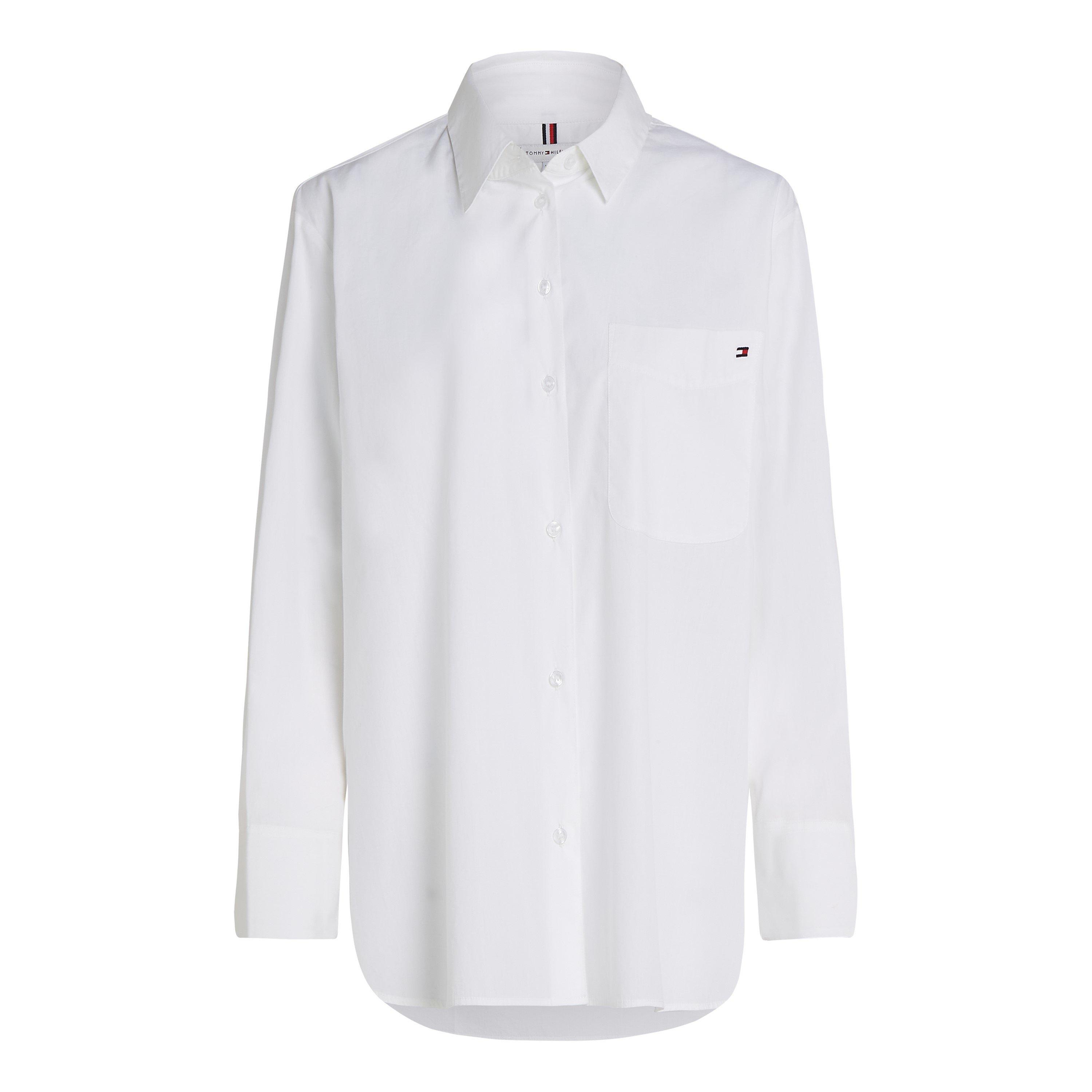 Tommy Hilfiger Women's Easy Fit Long-Sleeve Patterned Shirt - Optic White - Size 8 (XS)