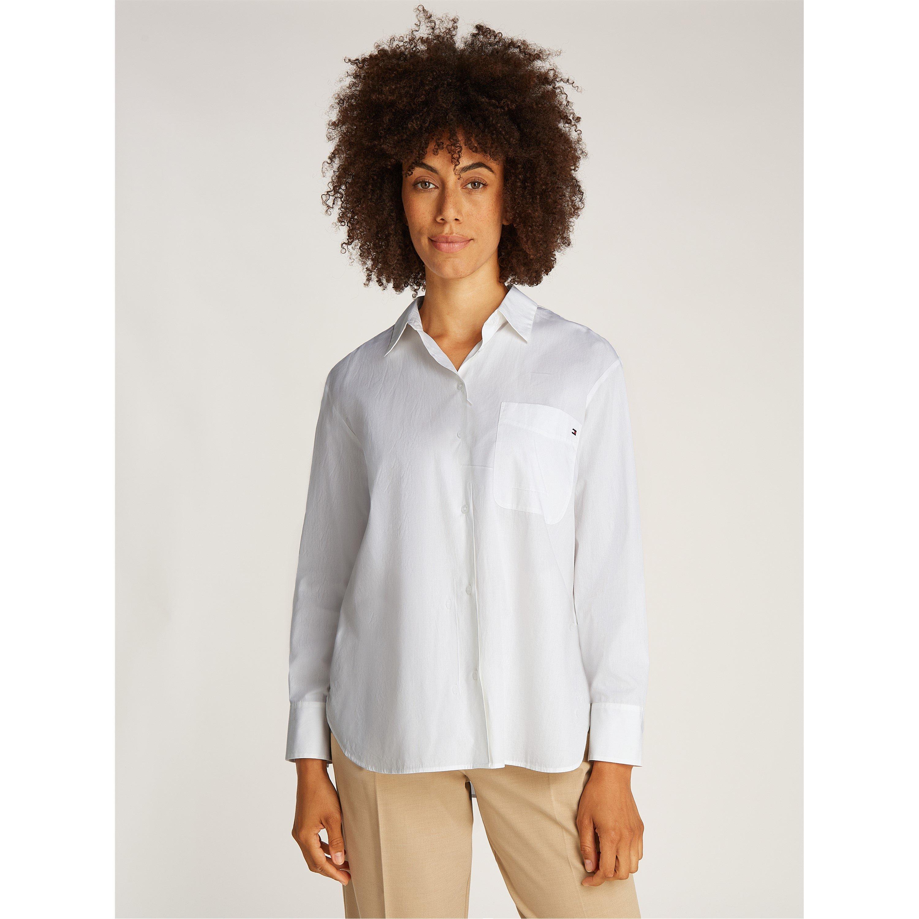Optic White - Tommy Hilfiger - Women's Easy Fit Long-Sleeve Patterned Shirt - 6