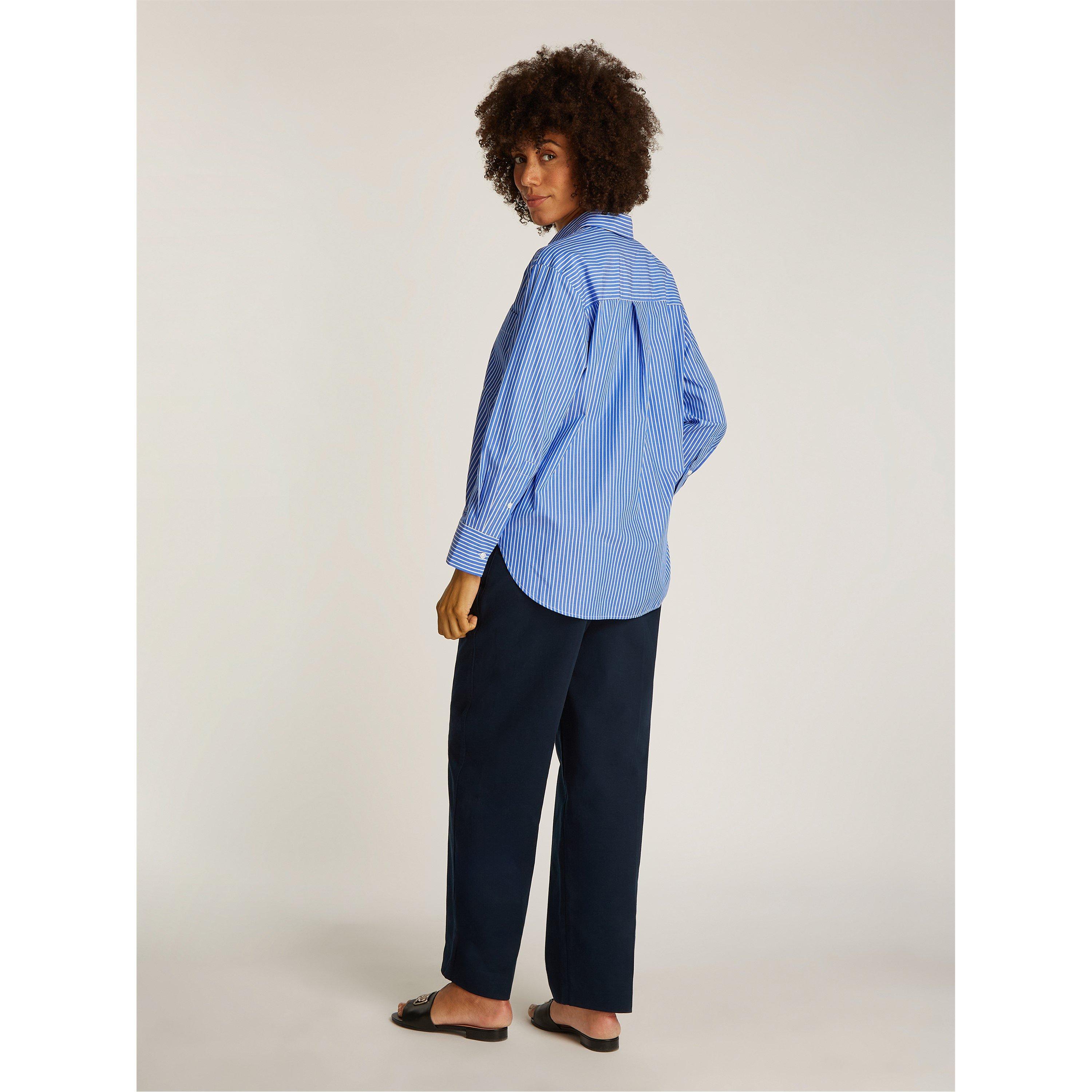 Blue Stp - Tommy Hilfiger - Women's Easy Fit Long-Sleeve Patterned Shirt - 4