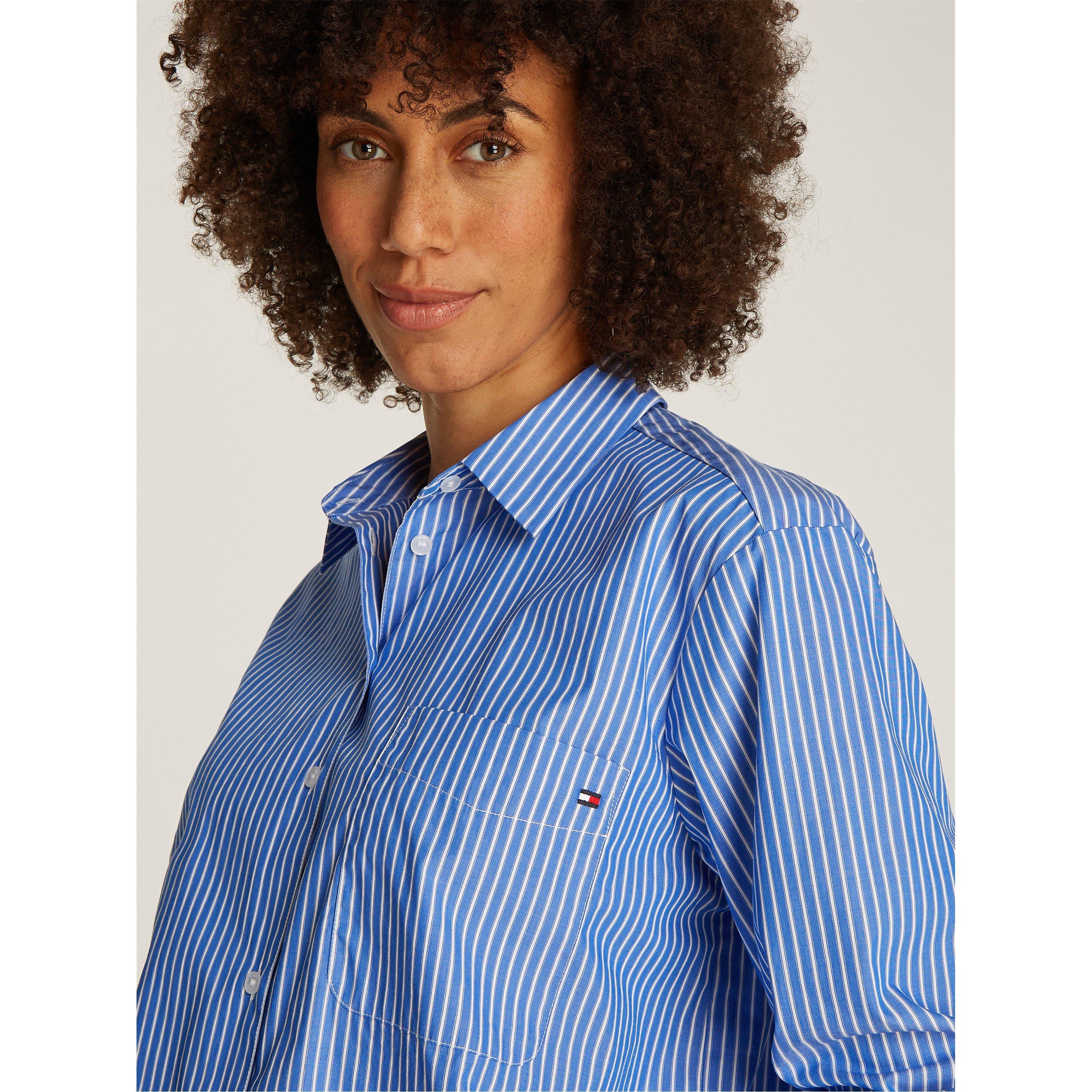 Blue Stp - Tommy Hilfiger - Women's Easy Fit Long-Sleeve Patterned Shirt - 5