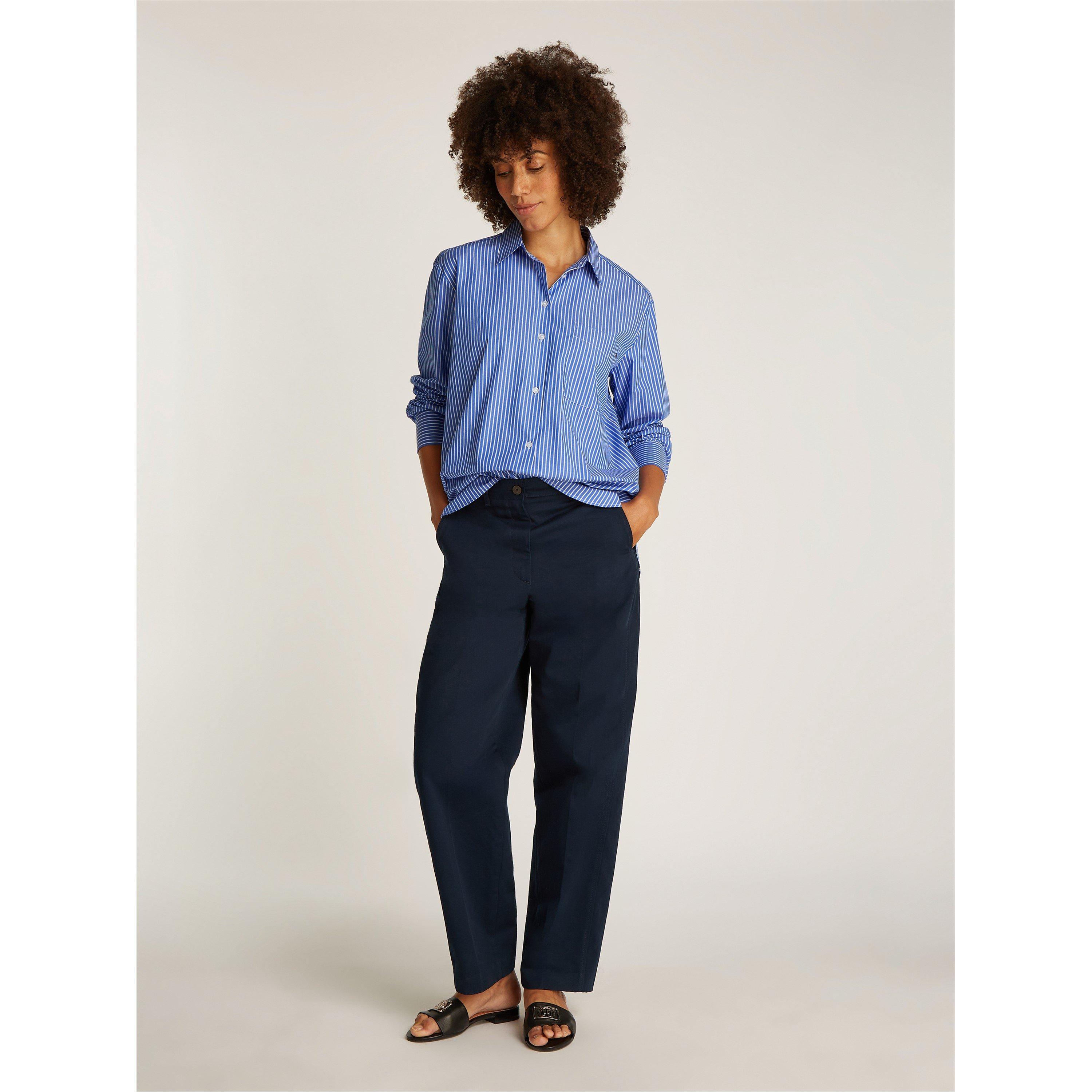 Blue Stp - Tommy Hilfiger - Women's Easy Fit Long-Sleeve Patterned Shirt - 7