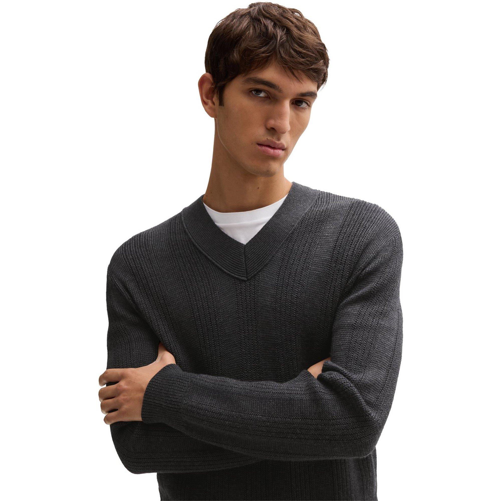 Medium Grey 030 - Boss - Men's H-Birvo Knitwear Jumper - 4