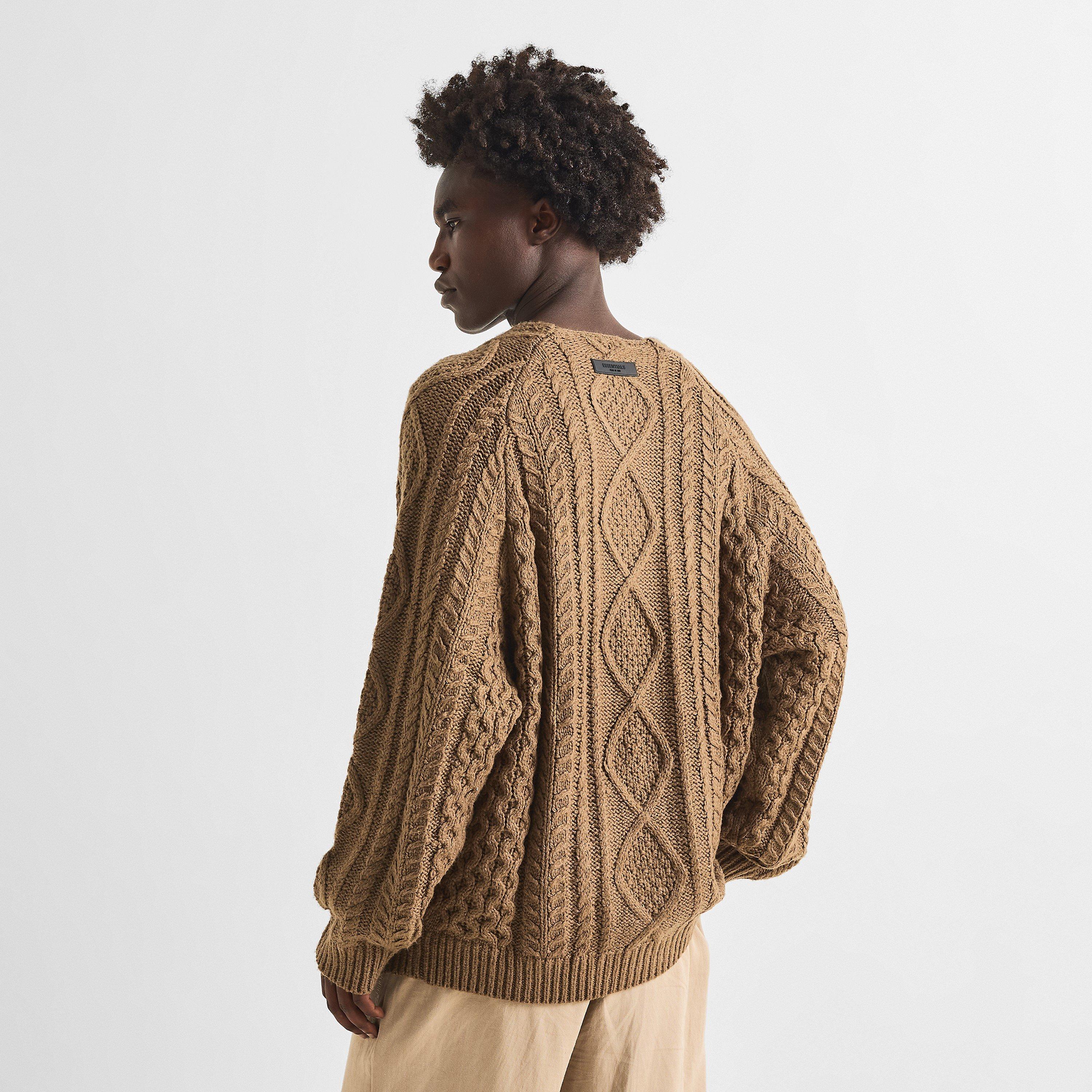Brown - Fear Of God Essentials - Men's Cable Knit Jumper - 4