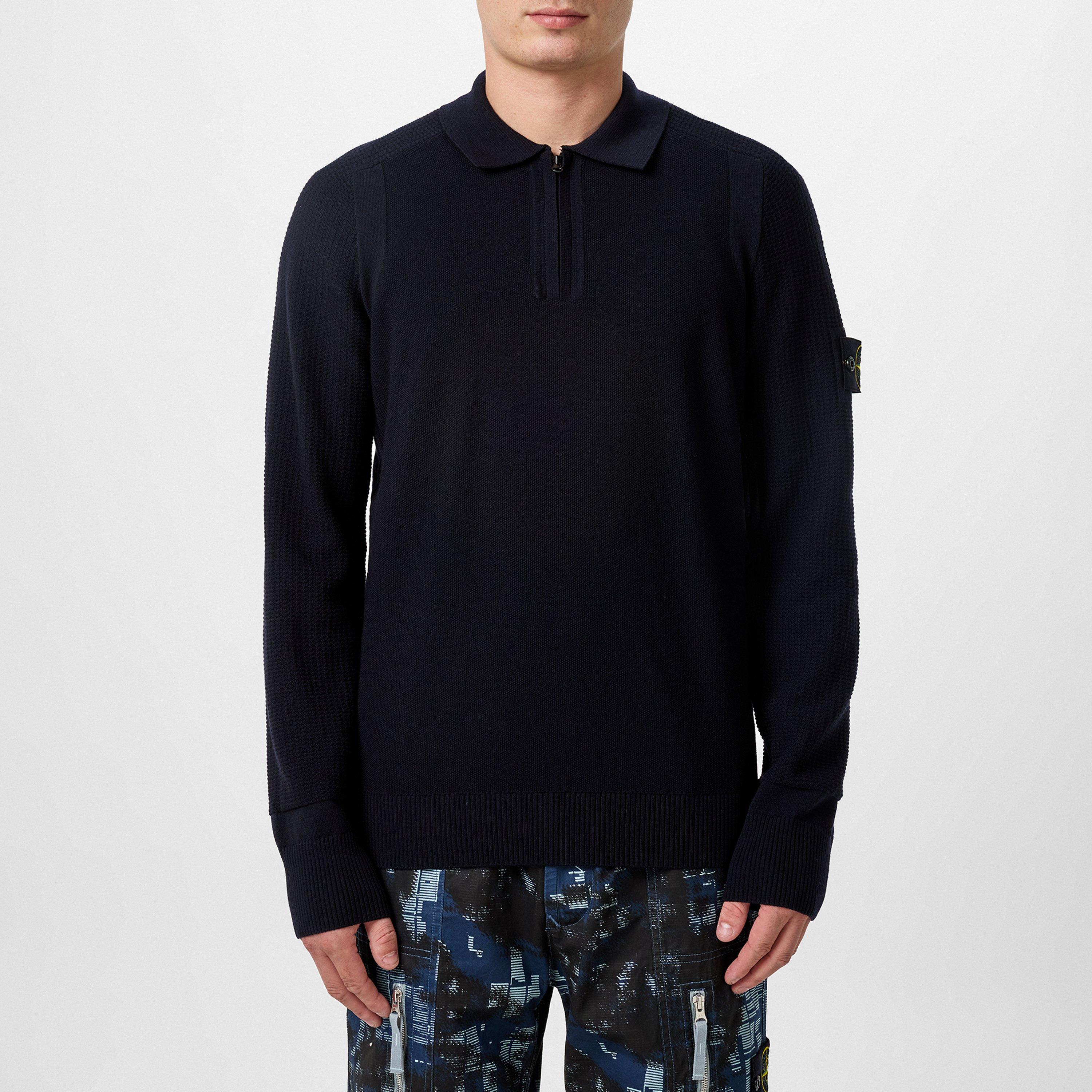 Stone Island | Badge Knit quarter Zip Sweatshirt | Knitted