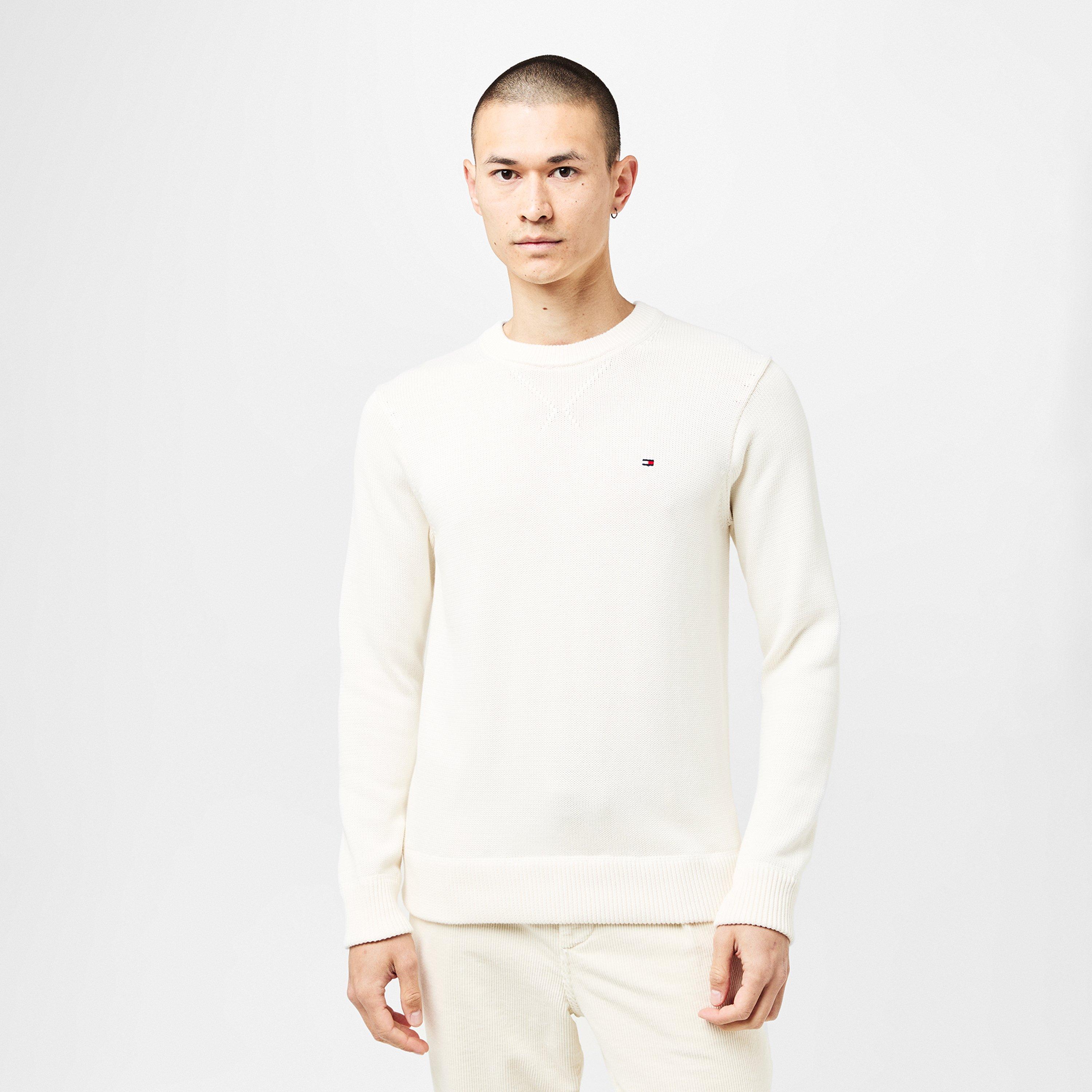 Ivory Petal Z00 - Tommy Hilfiger - Men's Chunky Cotton Crew Neck Jumper - 3