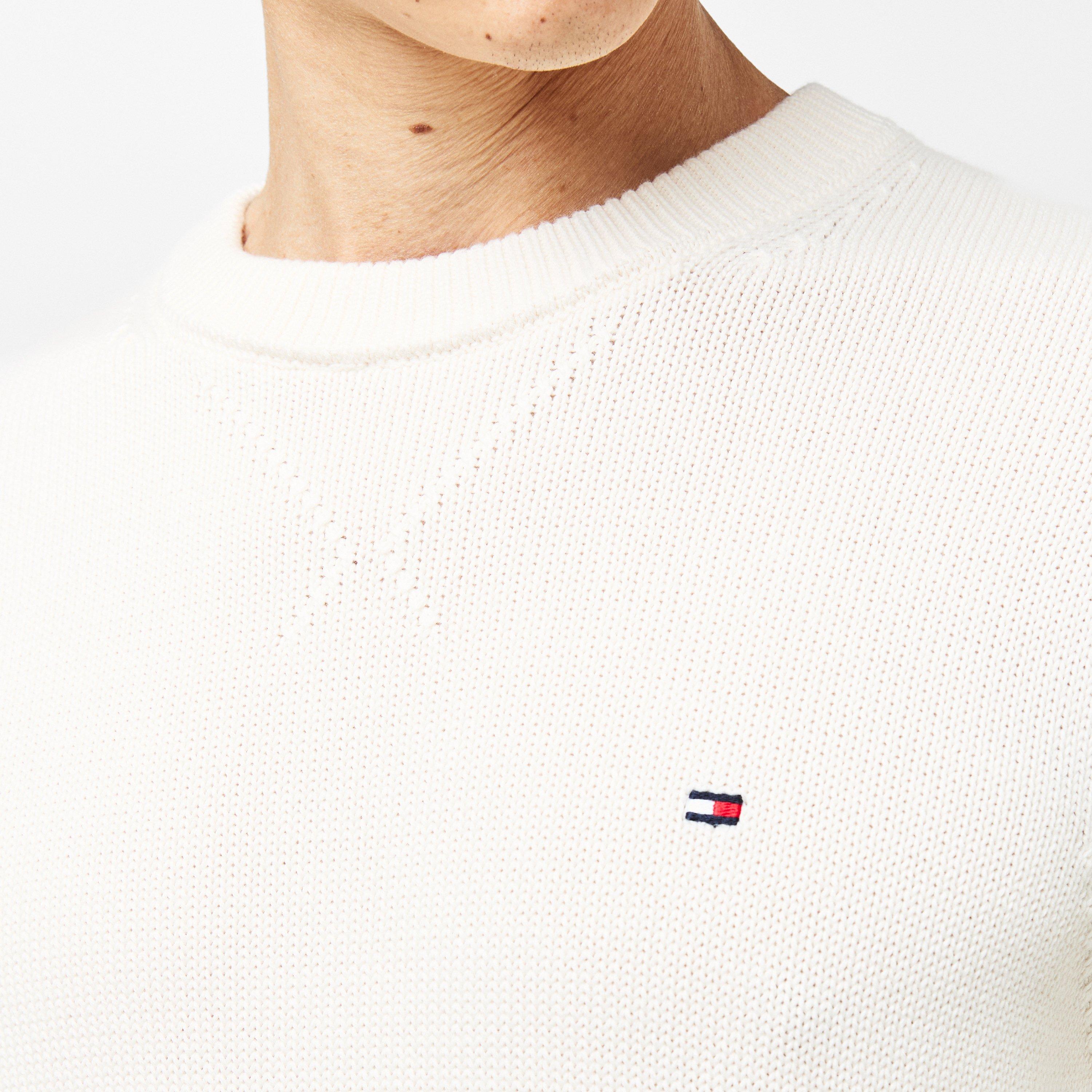 Ivory Petal Z00 - Tommy Hilfiger - Men's Chunky Cotton Crew Neck Jumper - 5