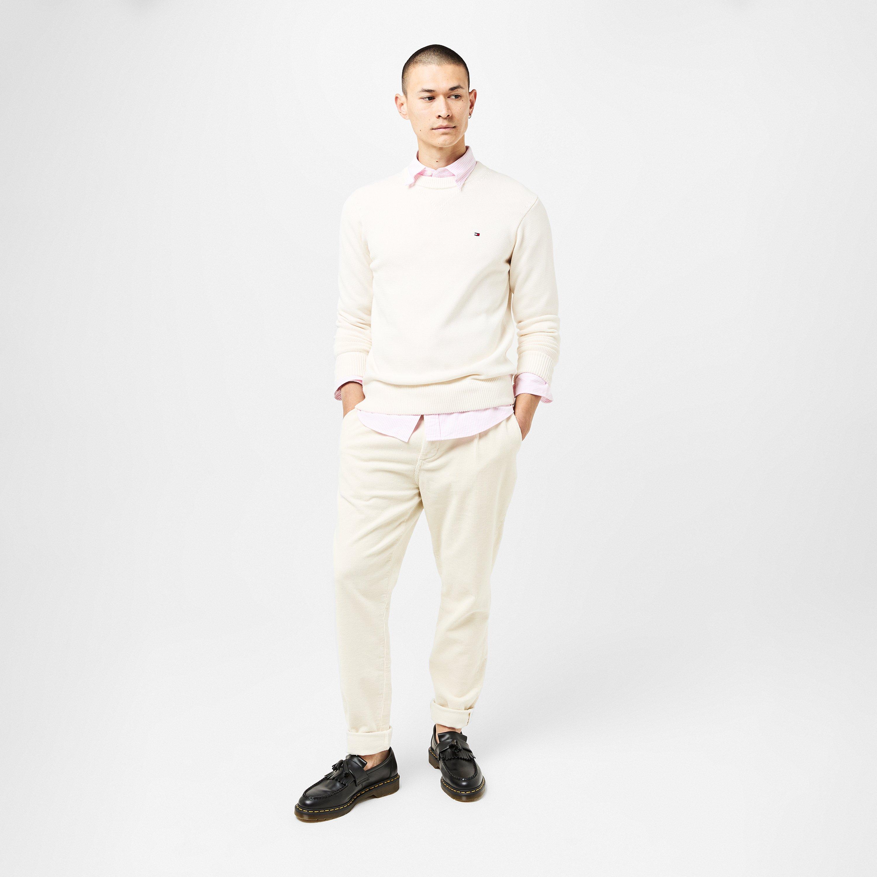 Ivory Petal Z00 - Tommy Hilfiger - Men's Chunky Cotton Crew Neck Jumper - 6