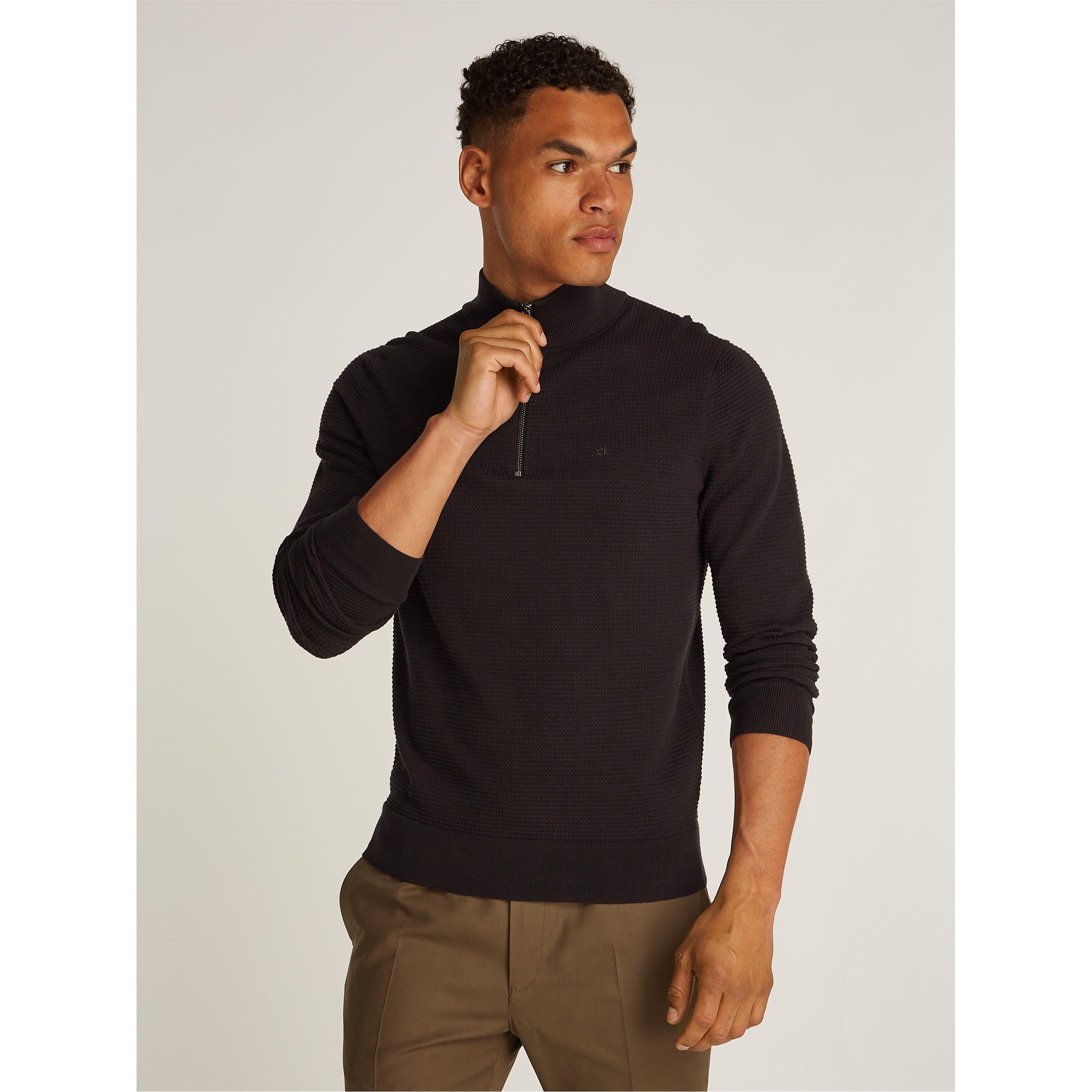 Ck Black BEH - Calvin Klein - Men's Waffle Texture Crew Neck Jumper - 3
