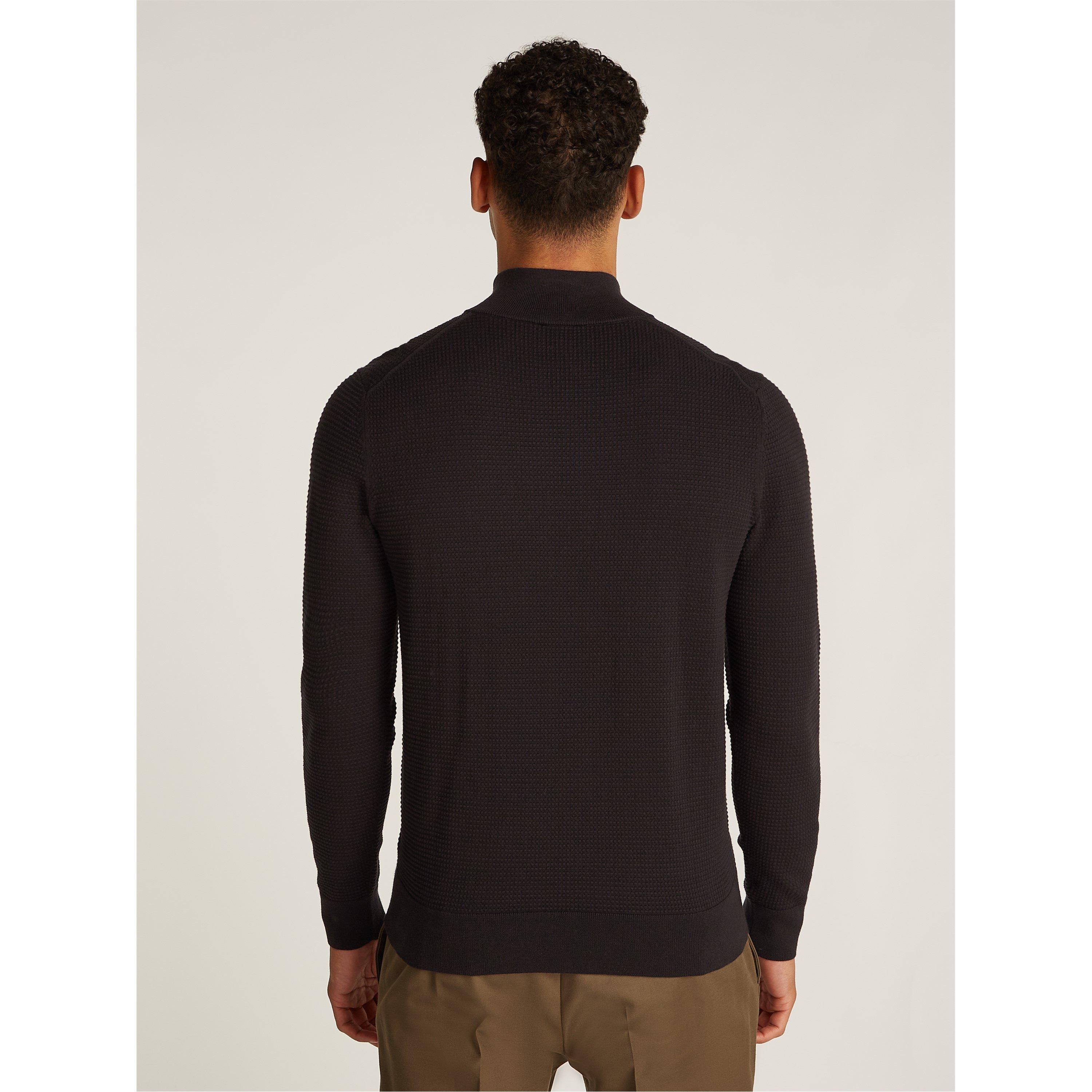 Ck Black BEH - Calvin Klein - Men's Waffle Texture Crew Neck Jumper - 4