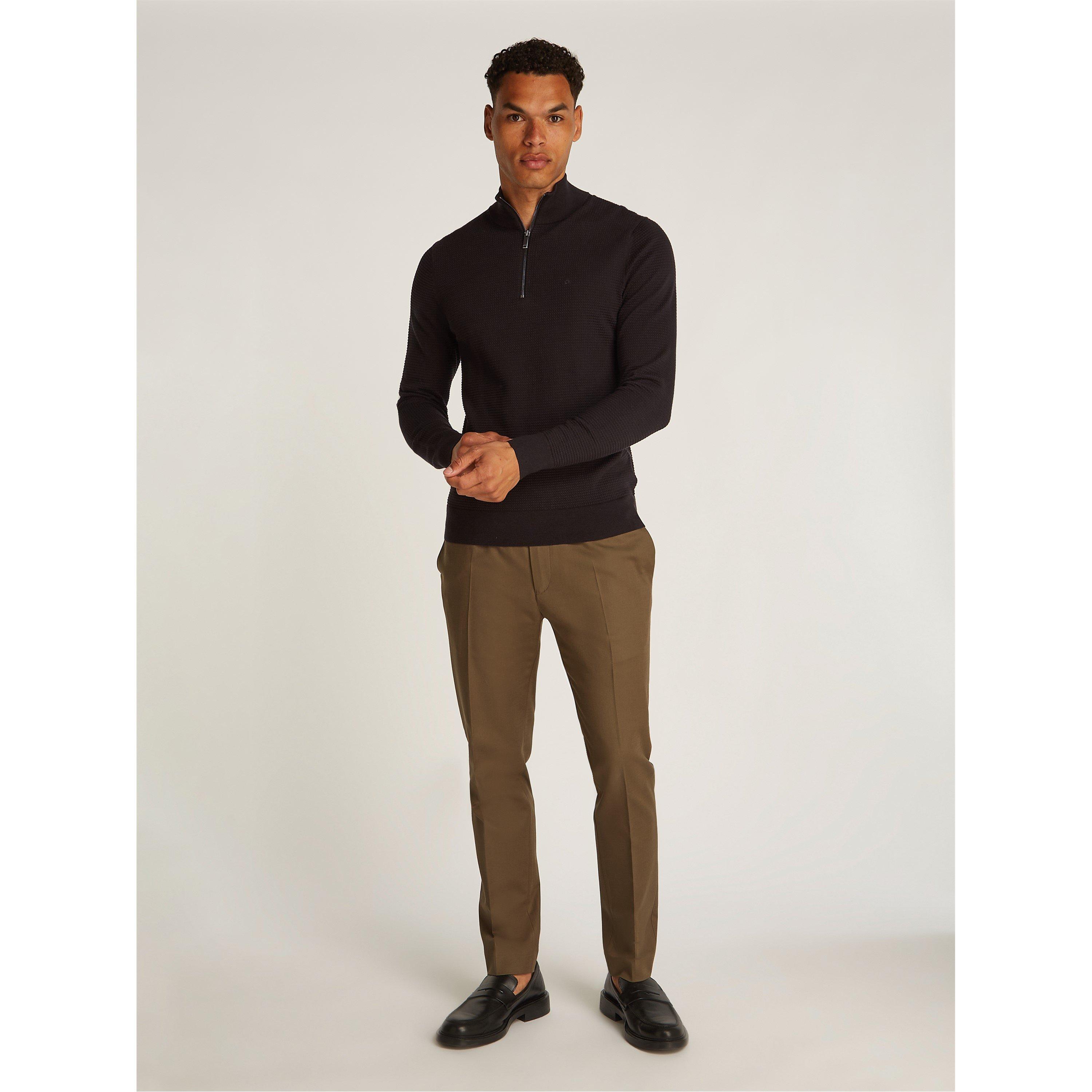 Ck Black BEH - Calvin Klein - Men's Waffle Texture Crew Neck Jumper - 7