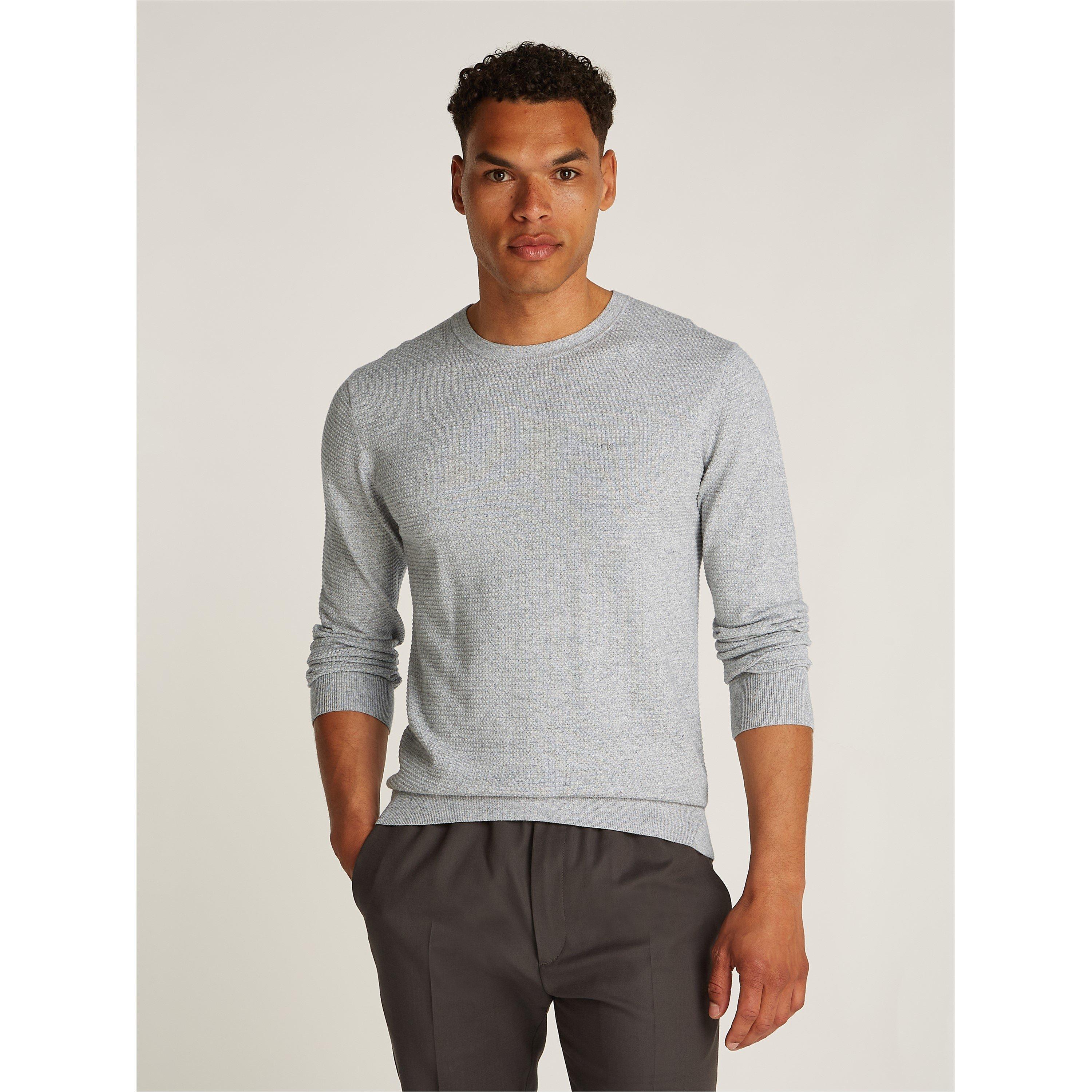 Heather PKH - Calvin Klein - Men's Waffle Texture Cotton Crew Neck Jumper - 2