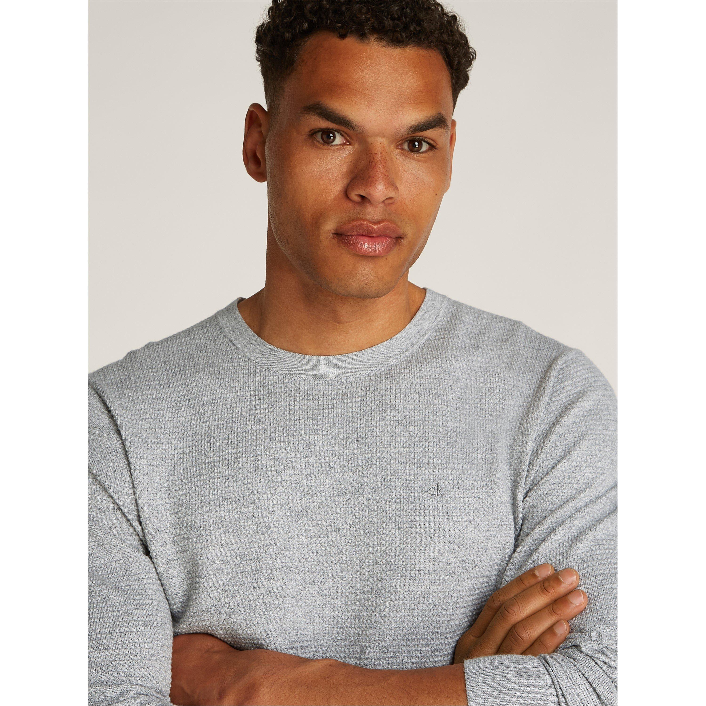 Heather PKH - Calvin Klein - Men's Waffle Texture Cotton Crew Neck Jumper - 4