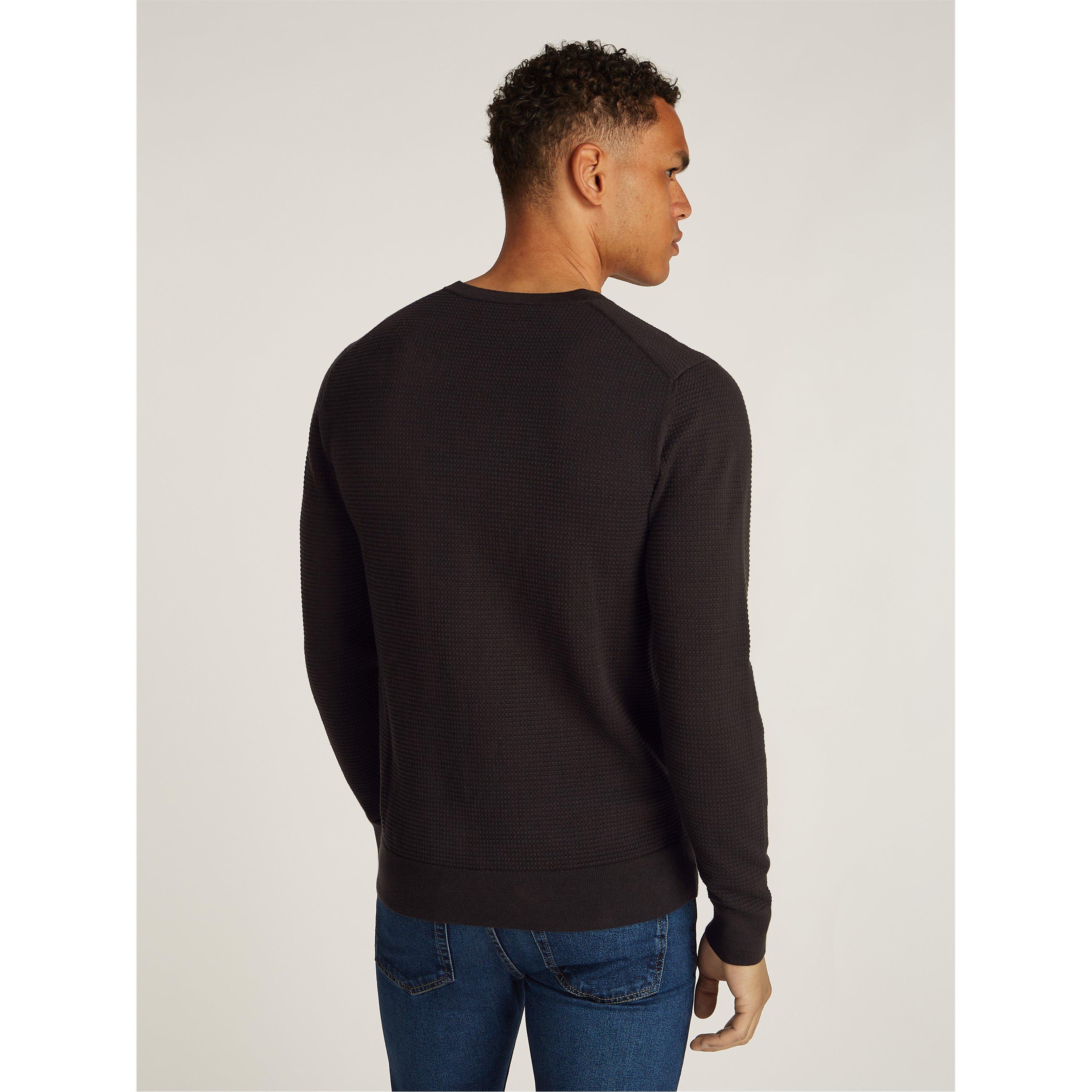 Ck Black BEH - Calvin Klein - Men's Waffle Texture Cotton Crew Neck Jumper - 3