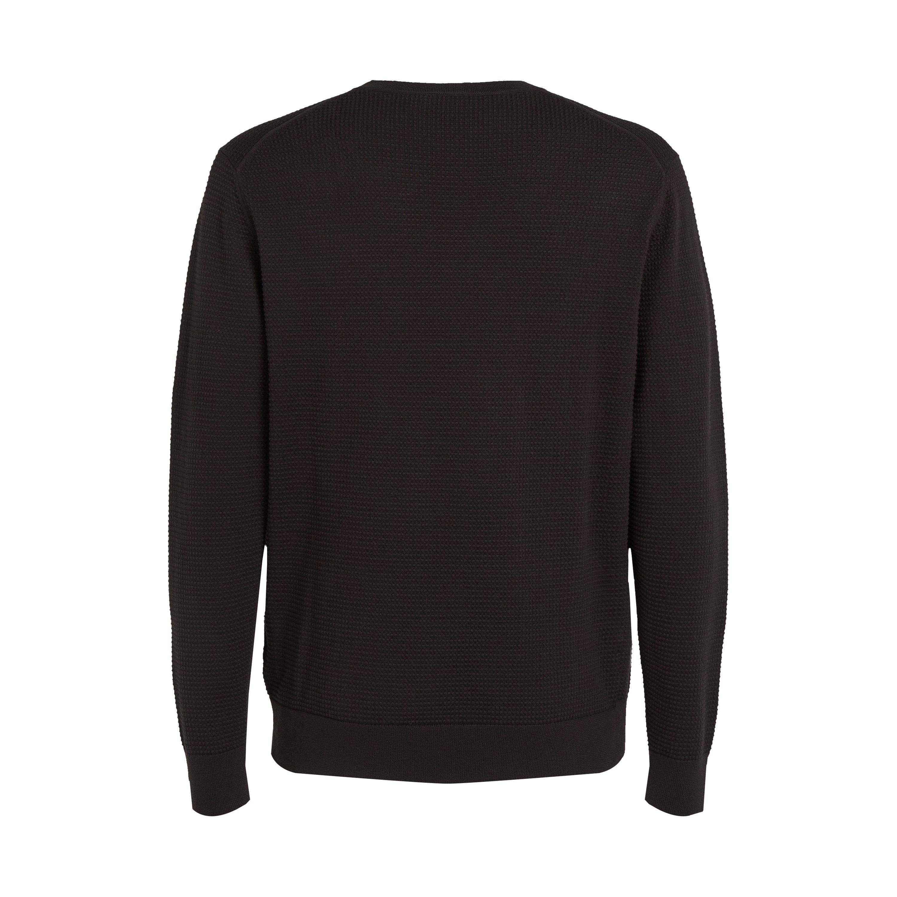 Ck Black BEH - Calvin Klein - Men's Waffle Texture Cotton Crew Neck Jumper - 6