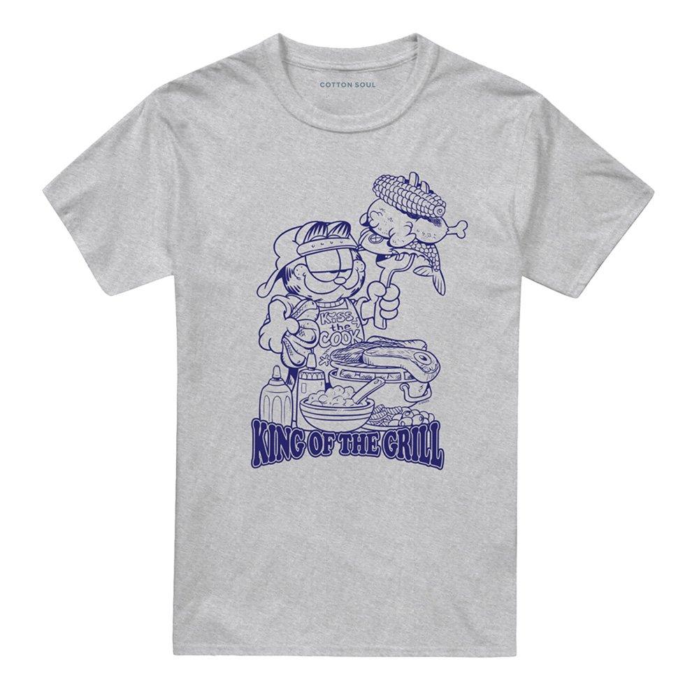 Grey - Garfield - Garfield King Of The Grill T Shirt Athletic Heath - 4
