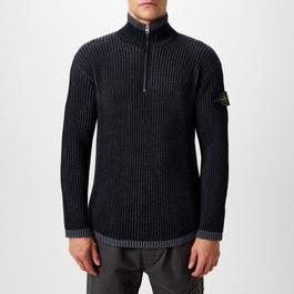 Stone Island Badge Knit Quarter Zip Sweater