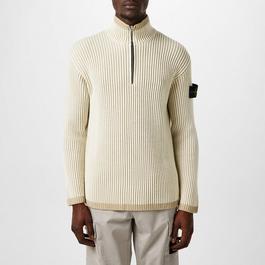 Stone Island Badge Knit Quarter Zip Sweater