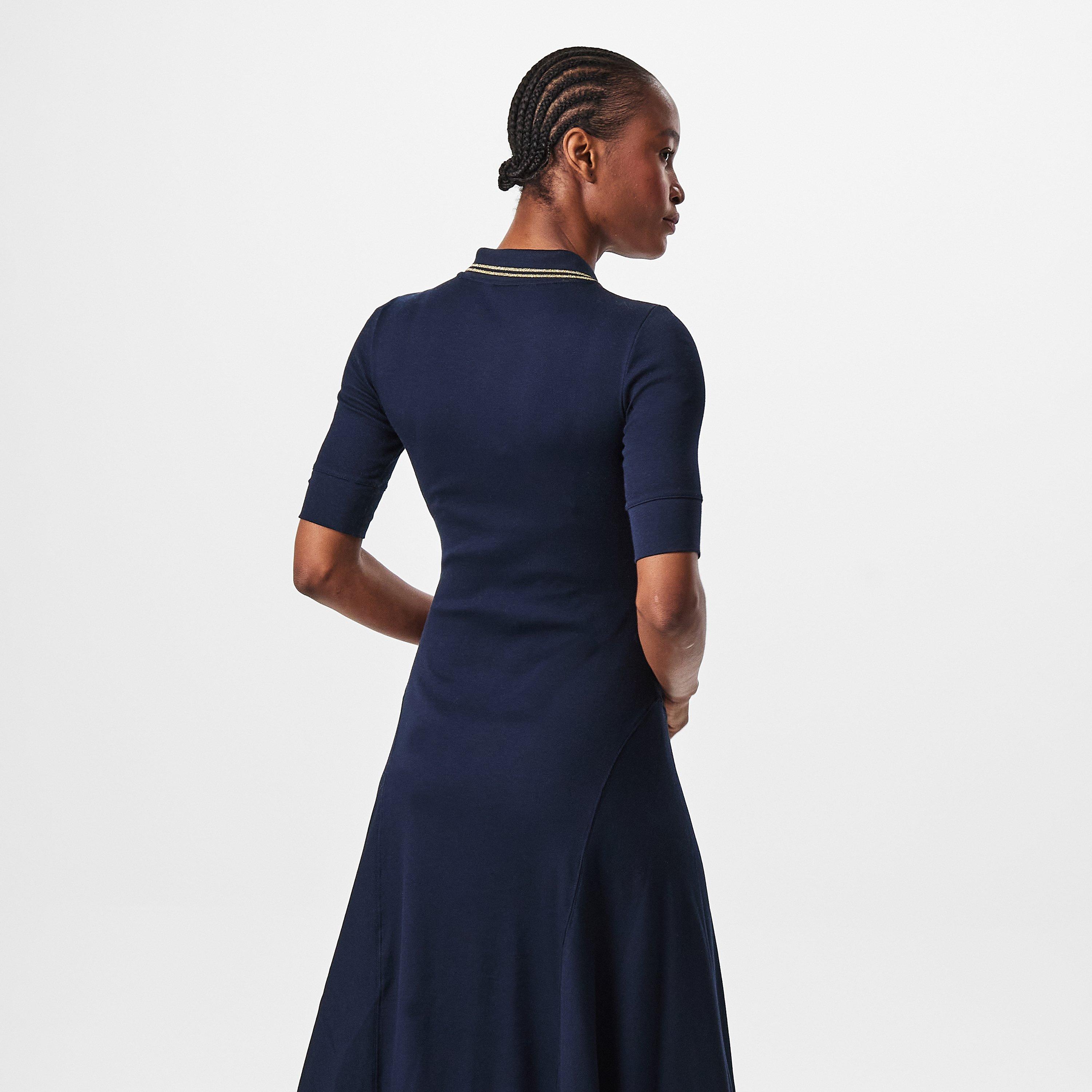 Navy/Gold - Lauren by Ralph Lauren - Cotton-Blend Polo Dress - 3