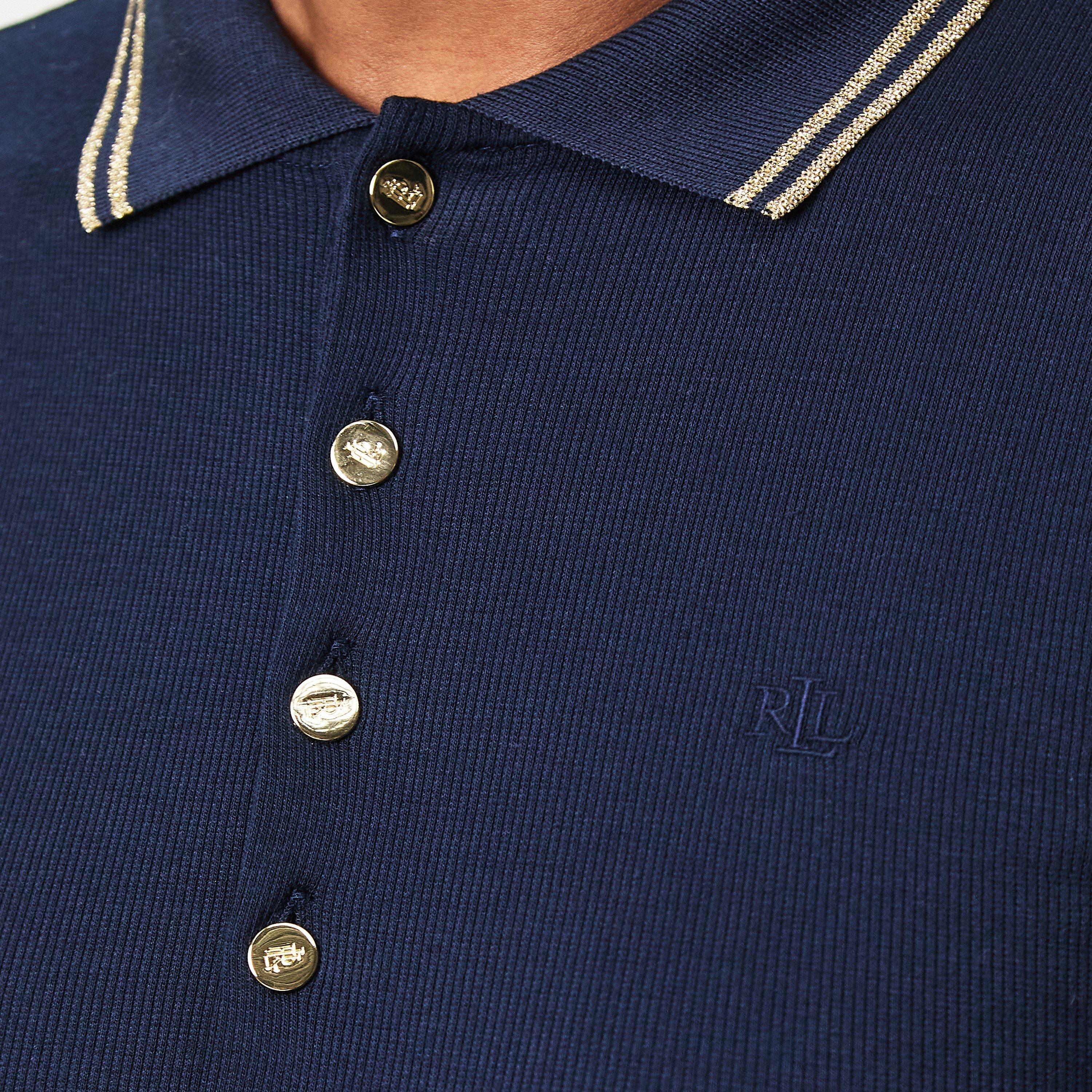 Navy/Gold - Lauren by Ralph Lauren - Cotton-Blend Polo Dress - 4