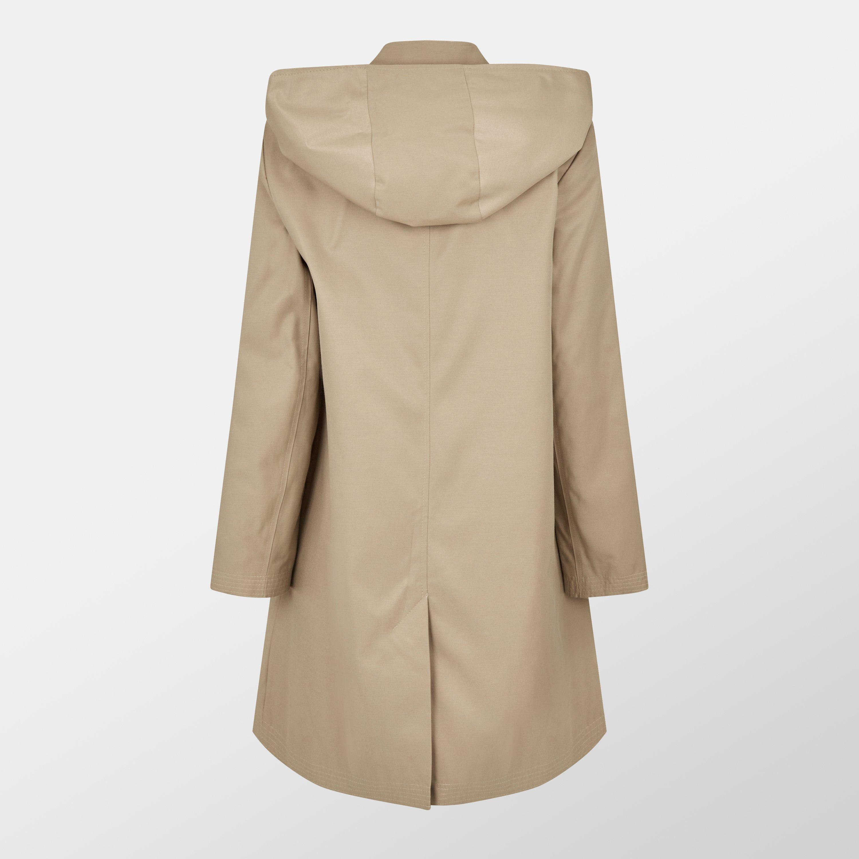 Birch Tan - Lauren by Ralph Lauren - Women's Hooded Balmacaan Cotton Detachable Hood Long Sleeve Trench Coat - 2