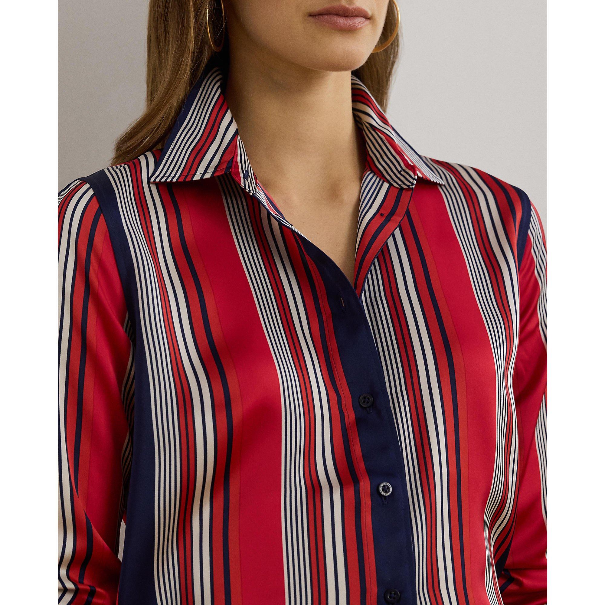 Red Multi - Lauren by Ralph Lauren - Jamelko Stripe Long Sleeve Shirt - 4