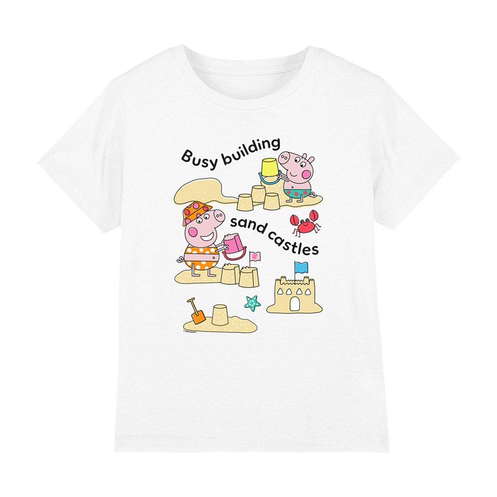White - Hasbro - Peppa Pig George Pig Sandcastles Kids T-Shirt Whi - 1