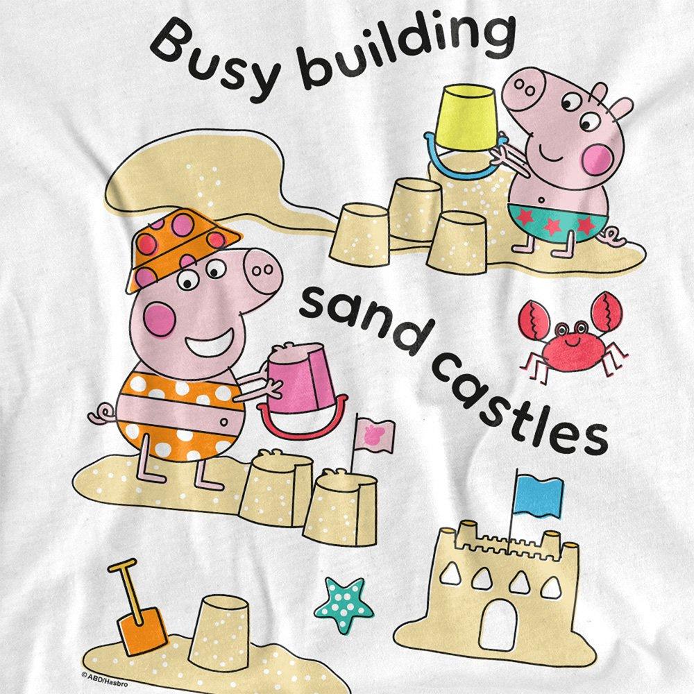 White - Hasbro - Peppa Pig George Pig Sandcastles Kids T-Shirt Whi - 2