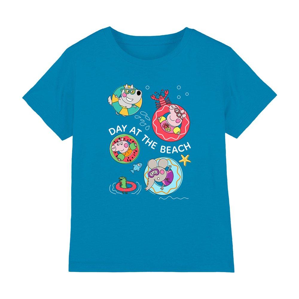 Bright Blue - Hasbro - Peppa Pig George Pig Day At The Beach Kids T-Shirt - 1