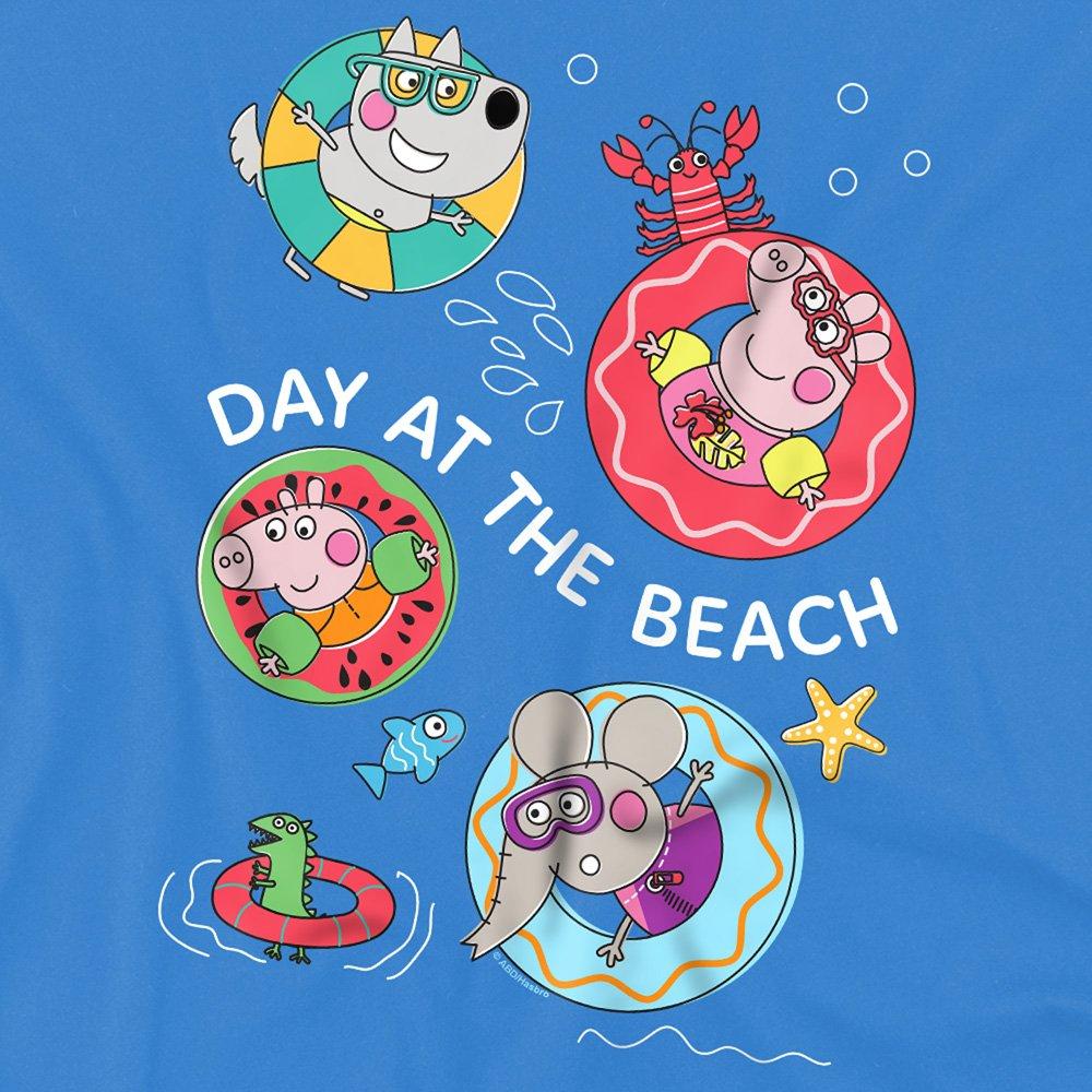 Bright Blue - Hasbro - Peppa Pig George Pig Day At The Beach Kids T-Shirt - 2