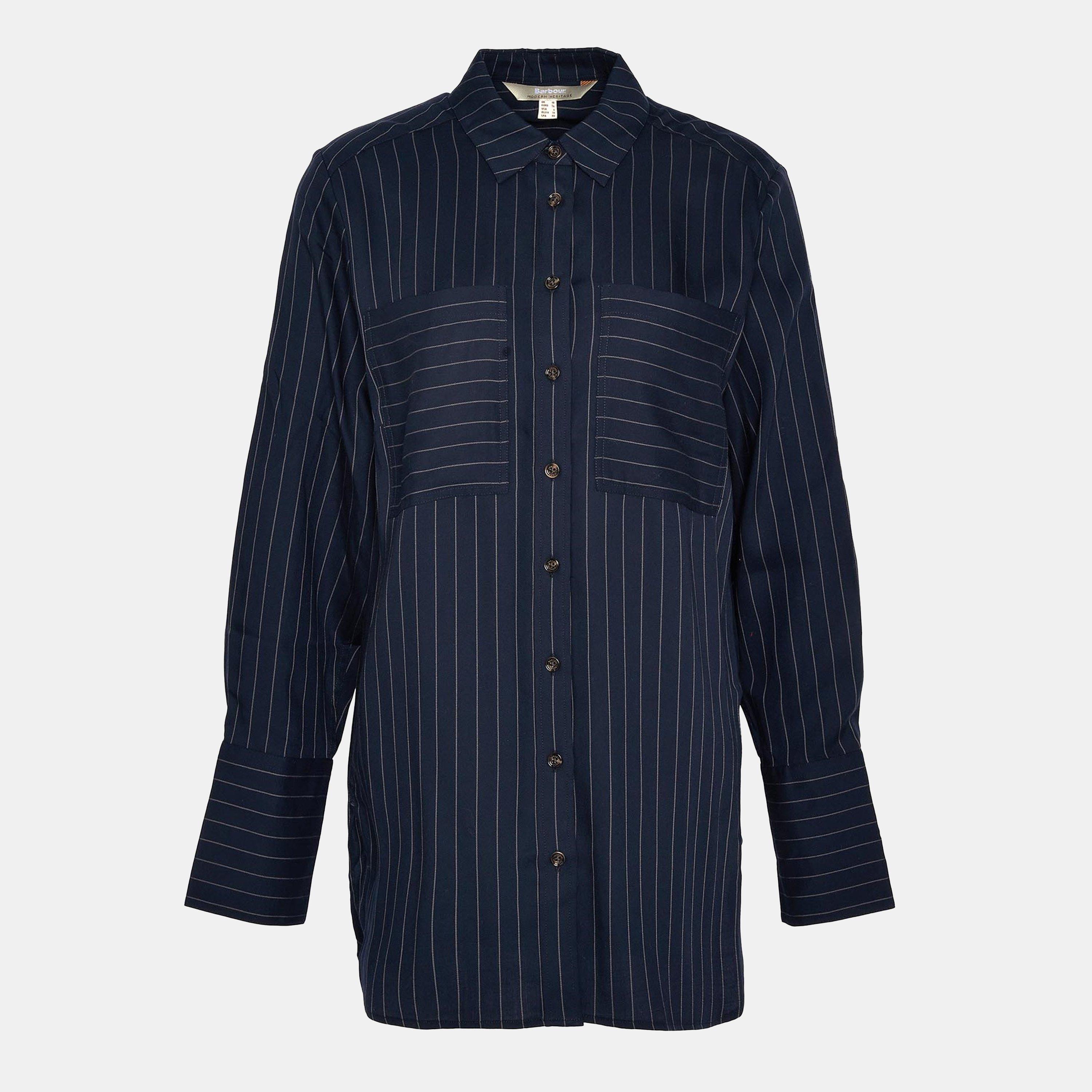 Navy - Barbour - Carrie Relaxed Pinstripe Shirt - 1