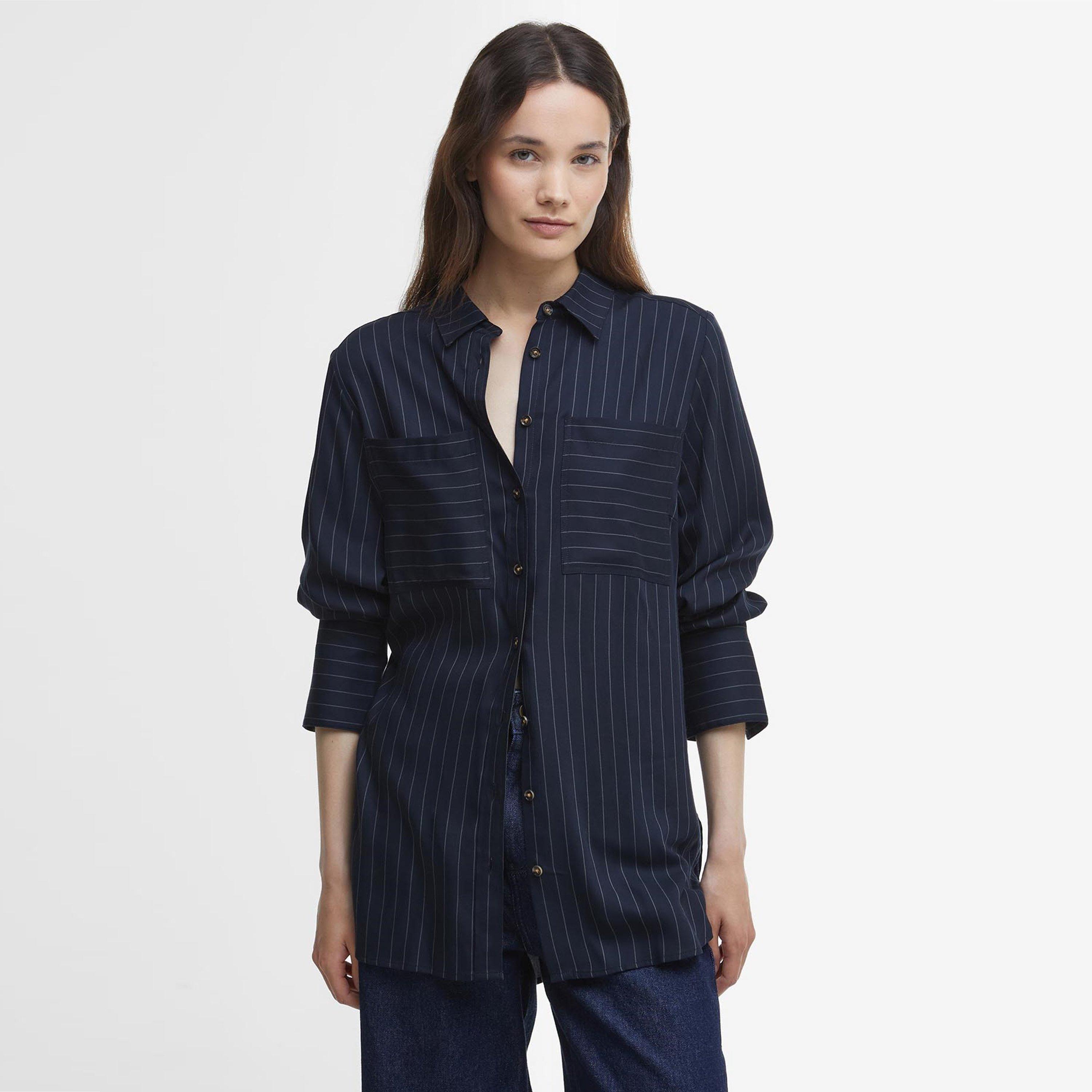 Navy - Barbour - Carrie Relaxed Pinstripe Shirt - 2
