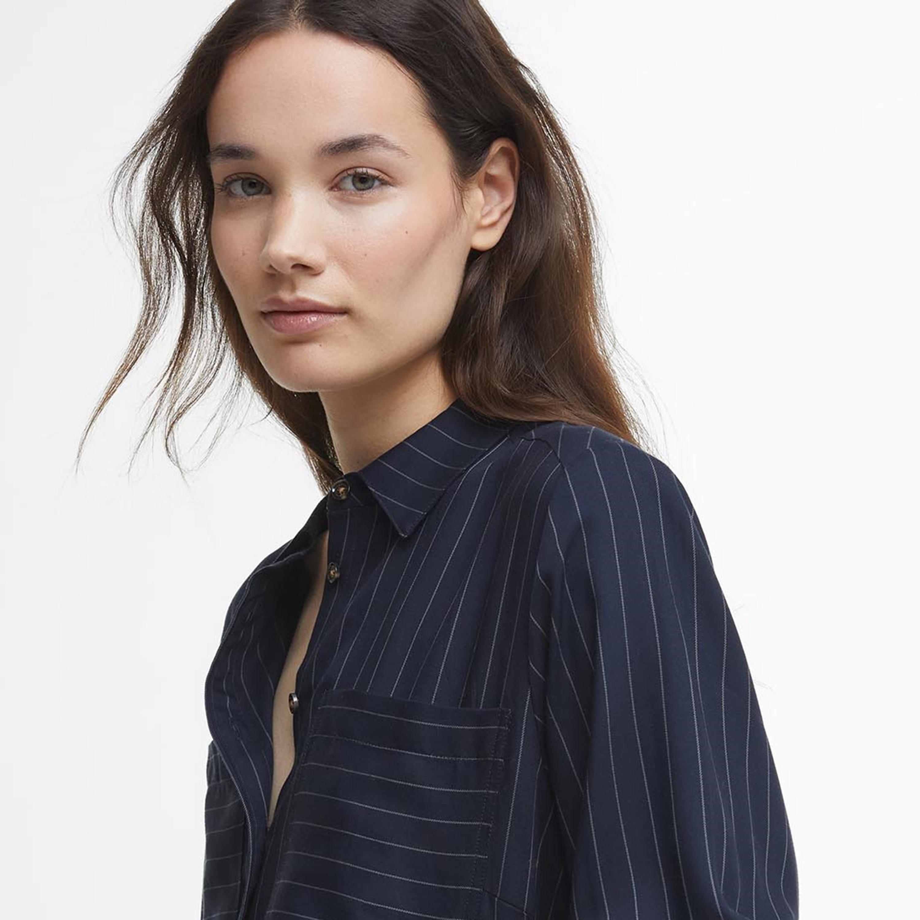 Navy - Barbour - Carrie Relaxed Pinstripe Shirt - 4