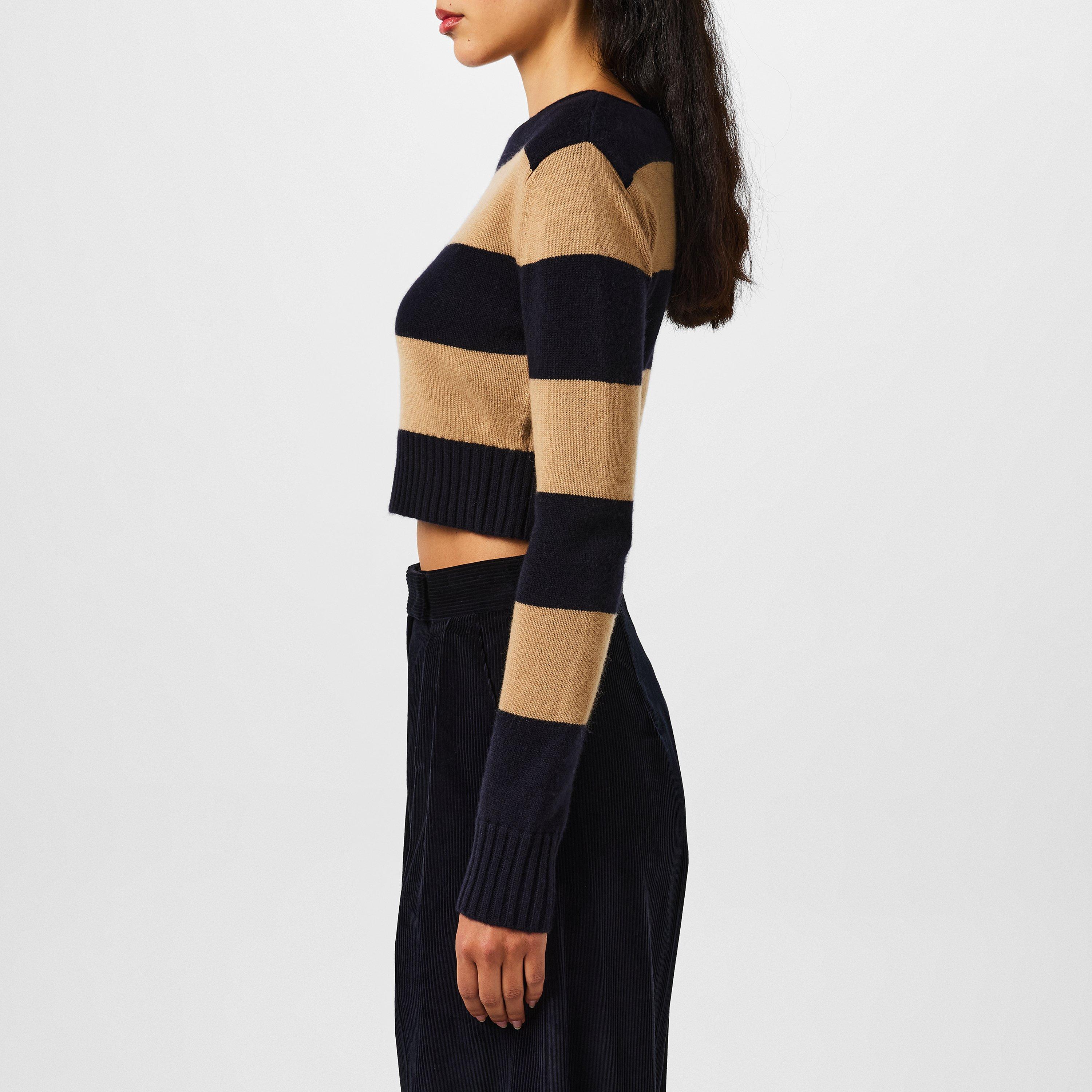 Navy Big Stripe - Max Mara - Women's Angri Knitted Crew Neck Jumper - 2