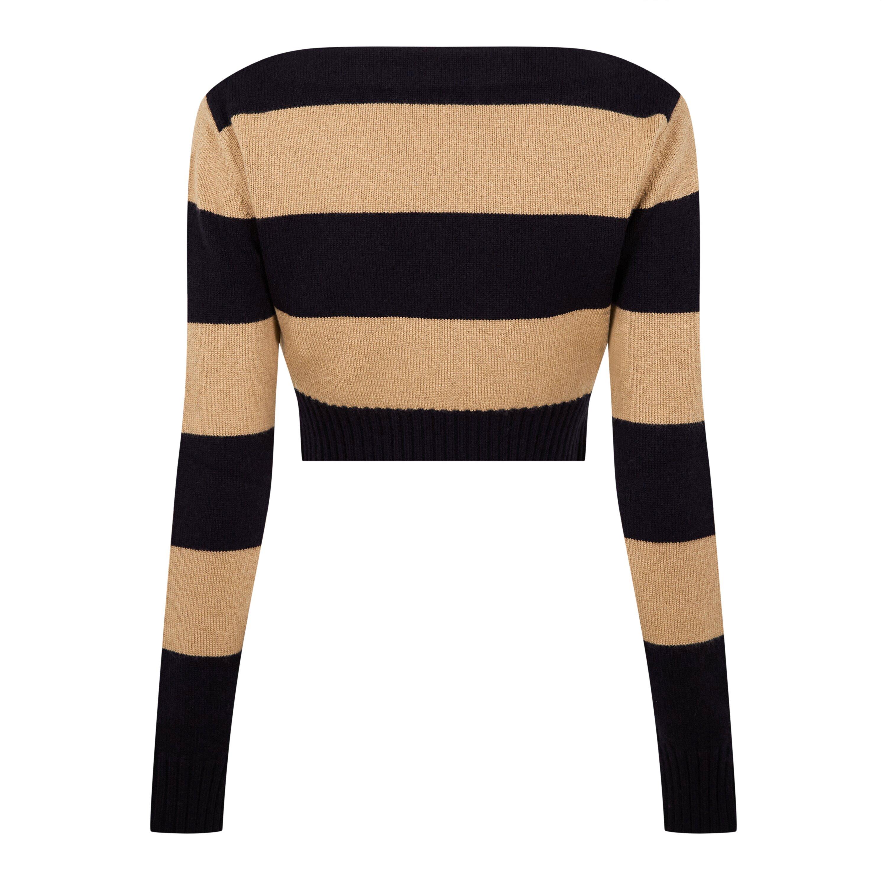 Navy Big Stripe - Max Mara - Women's Angri Knitted Crew Neck Jumper - 6
