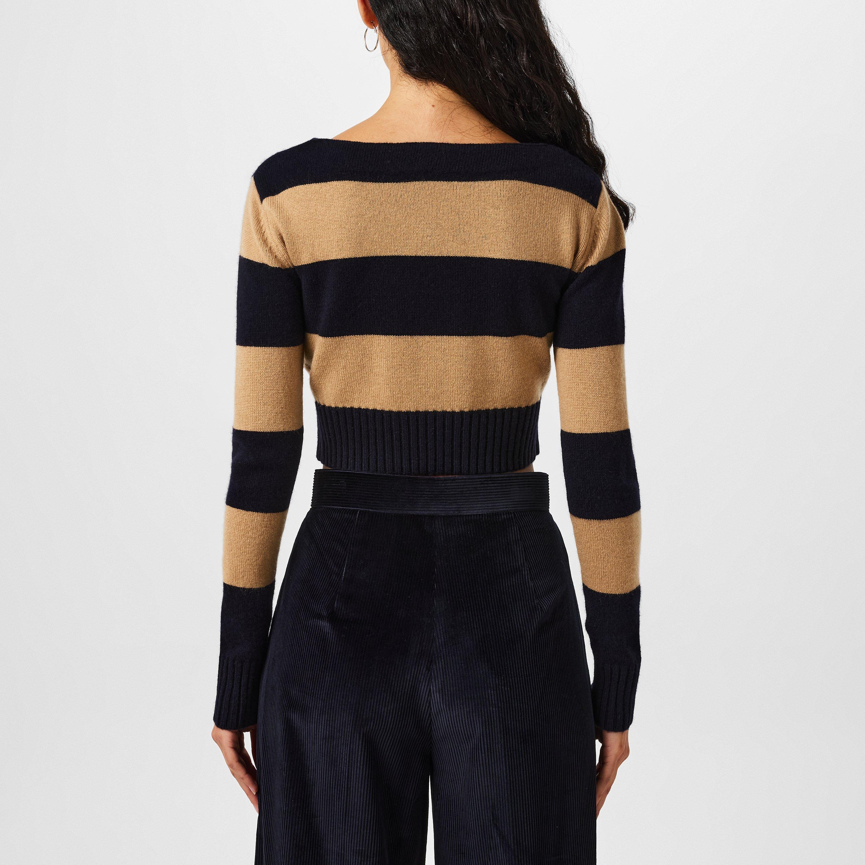 Navy Big Stripe - Max Mara - Women's Angri Knitted Crew Neck Jumper - 3