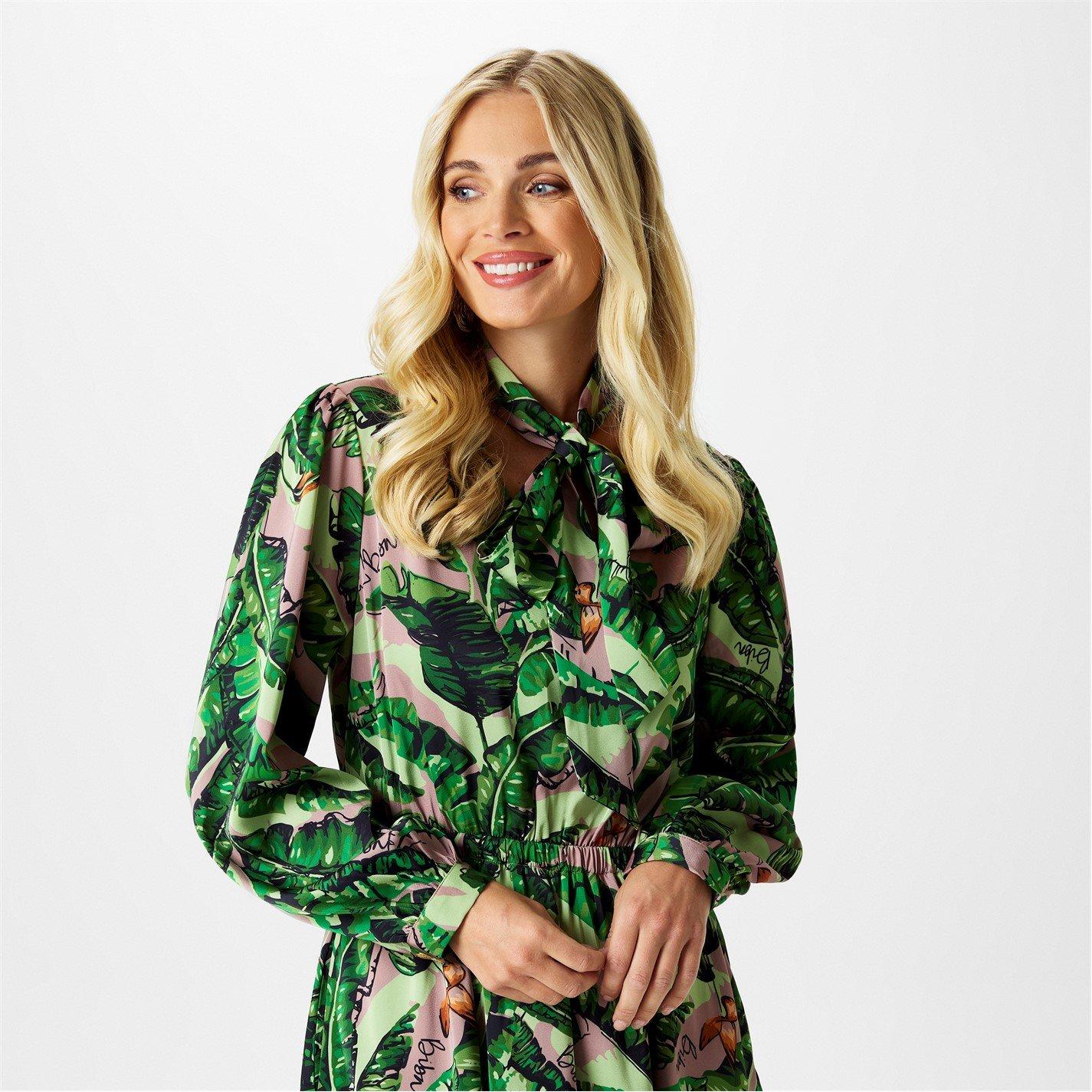 Banana Leaf Prt - Biba - Biba Tiered Midi Dress - 4