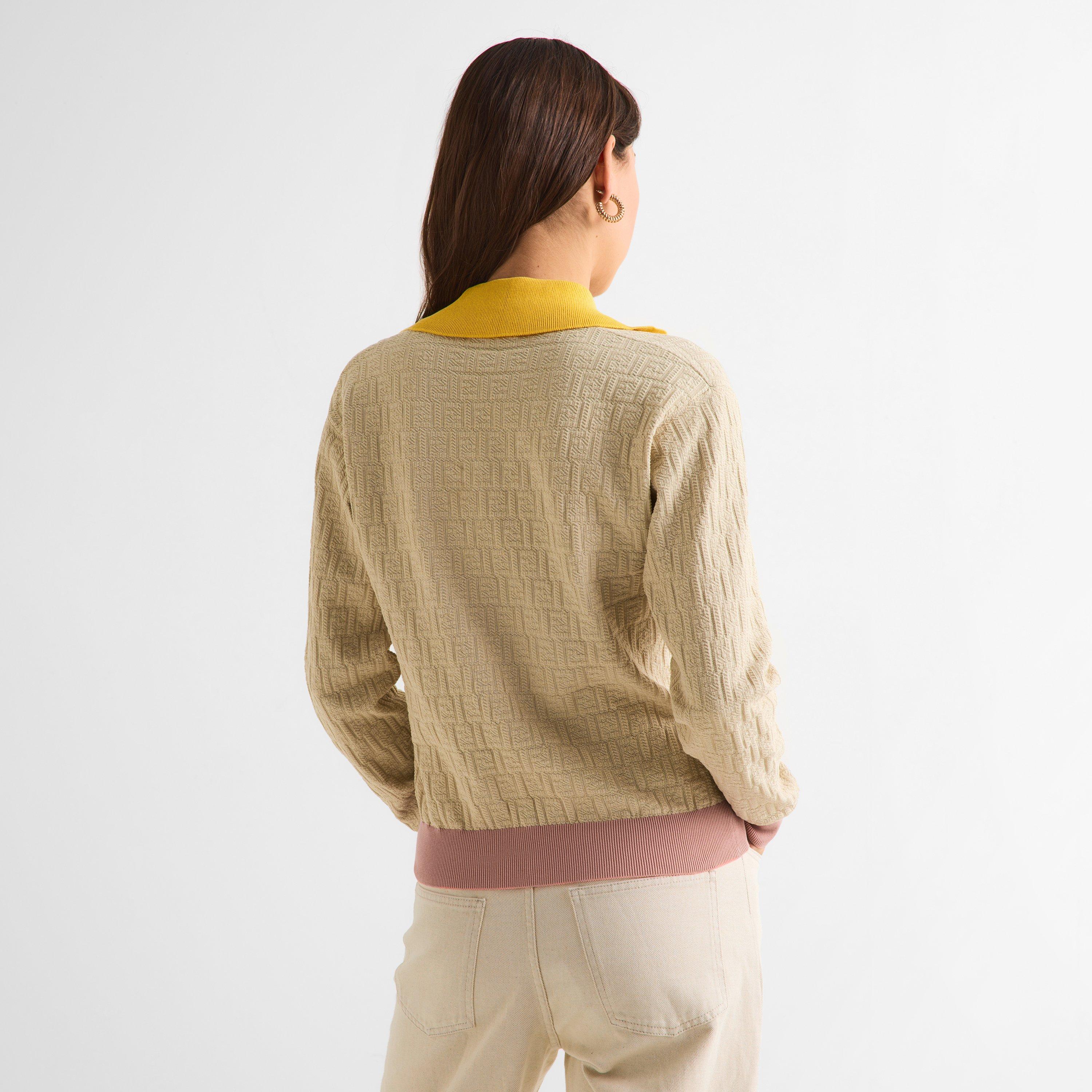 Ecru - Fendi - Women's V-Neck Jumper - 4