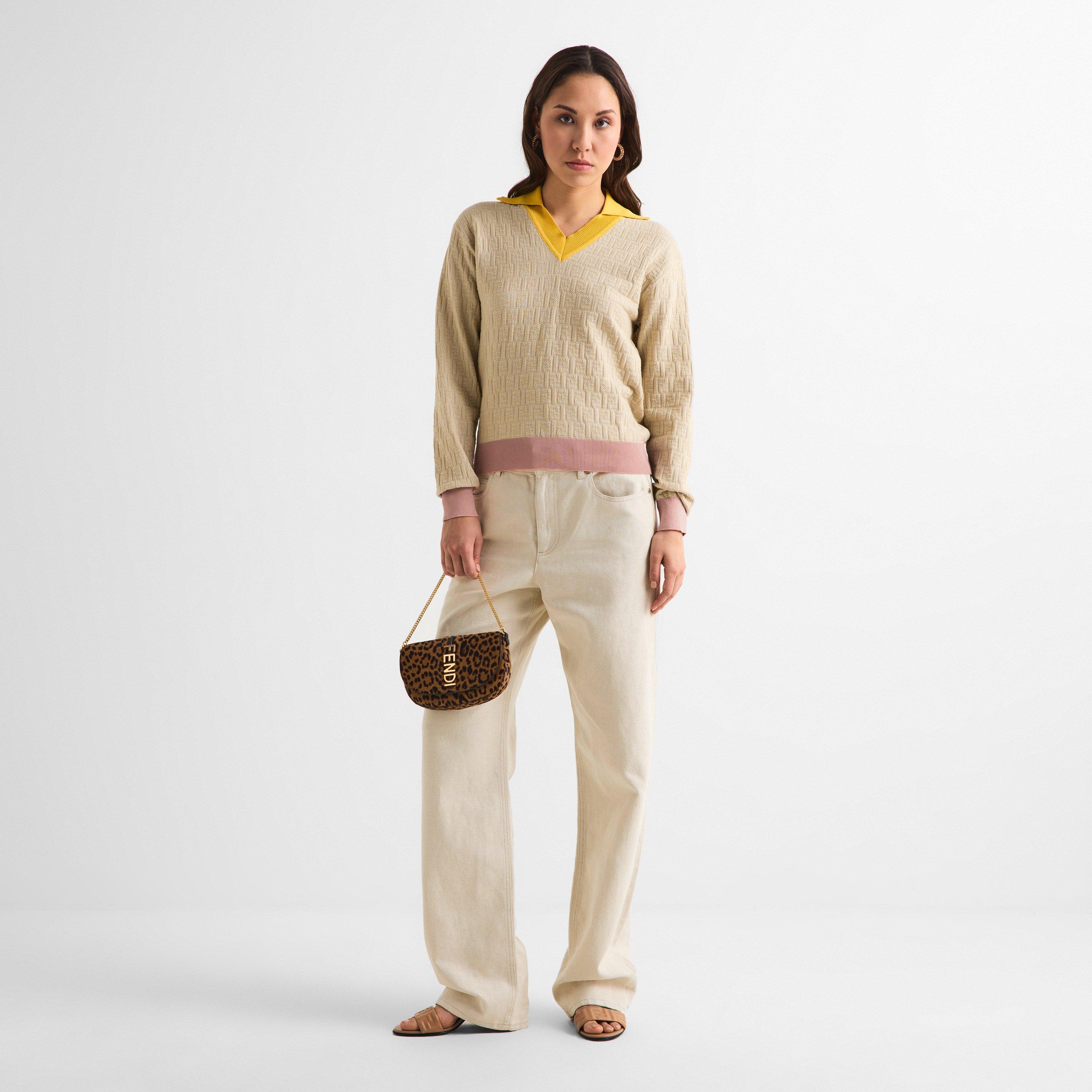 Ecru - Fendi - Women's V-Neck Jumper - 6