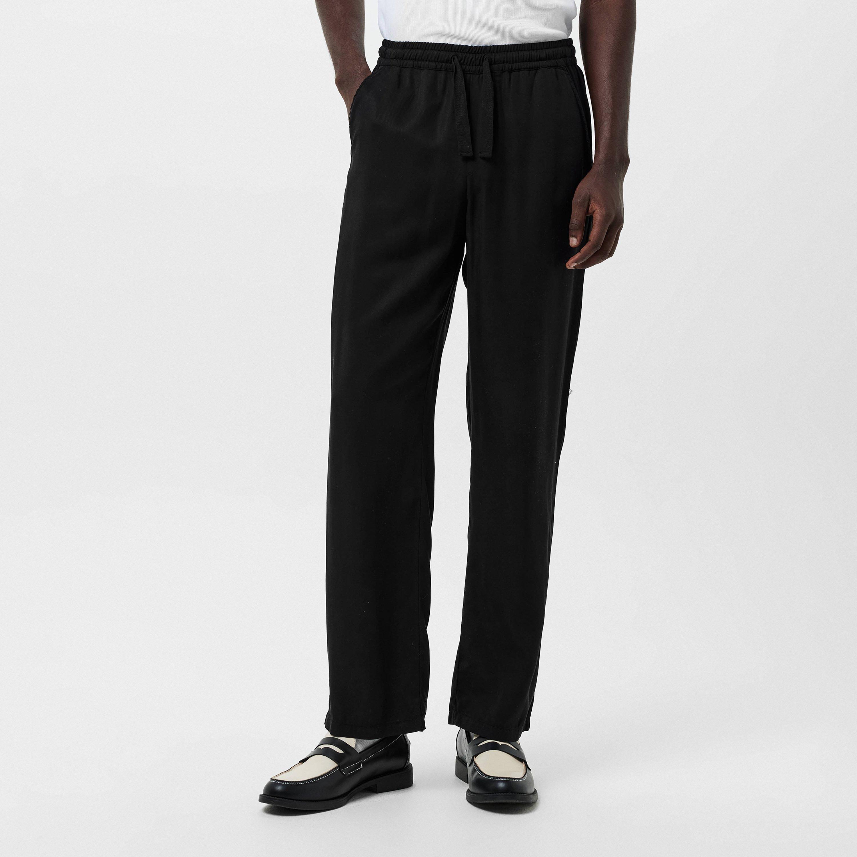 Black 001 - Albam - Herringbone Drawstring Trousers - 3