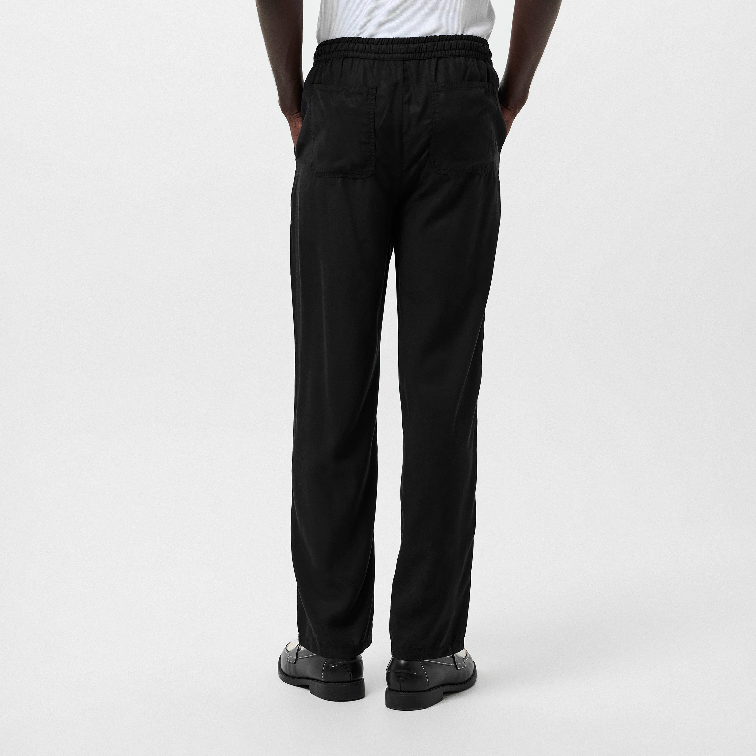 Black 001 - Albam - Herringbone Drawstring Trousers - 4